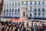 Remembrance Sunday at the Cenotaph in London 2014: The Cenotaph after the March Past..
Press stand opposite the Foreign Office building, Whitehall, London SW1,
London,
Greater London,
United Kingdom,
on 09 November 2014 at 12:26, image #321