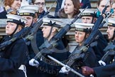 Remembrance Sunday at the Cenotaph in London 2014: The Royal Navy detachment is leaving Whitehall. There are hundreds of photos of all service detachments coming onto, and leaving Whitehall, please ask!.
Press stand opposite the Foreign Office building, Whitehall, London SW1,
London,
Greater London,
United Kingdom,
on 09 November 2014 at 12:31, image #323