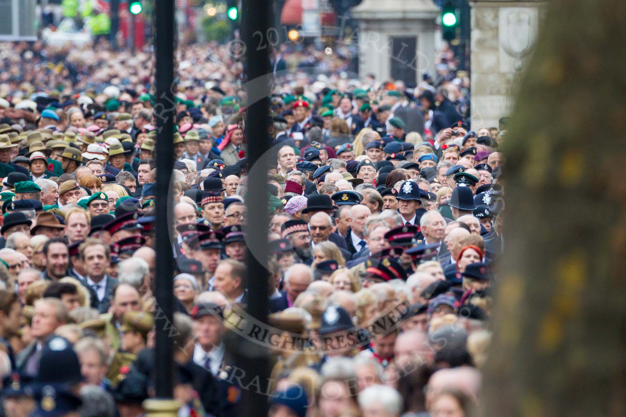 Remembrance Sunday at the Cenotaph 2015: Over 10.000 Veterans waiting for the begin of the March Past, in front the TFL group.
Cenotaph, Whitehall, London SW1,
London,
Greater London,
United Kingdom,
on 08 November 2015 at 11:26, image #9