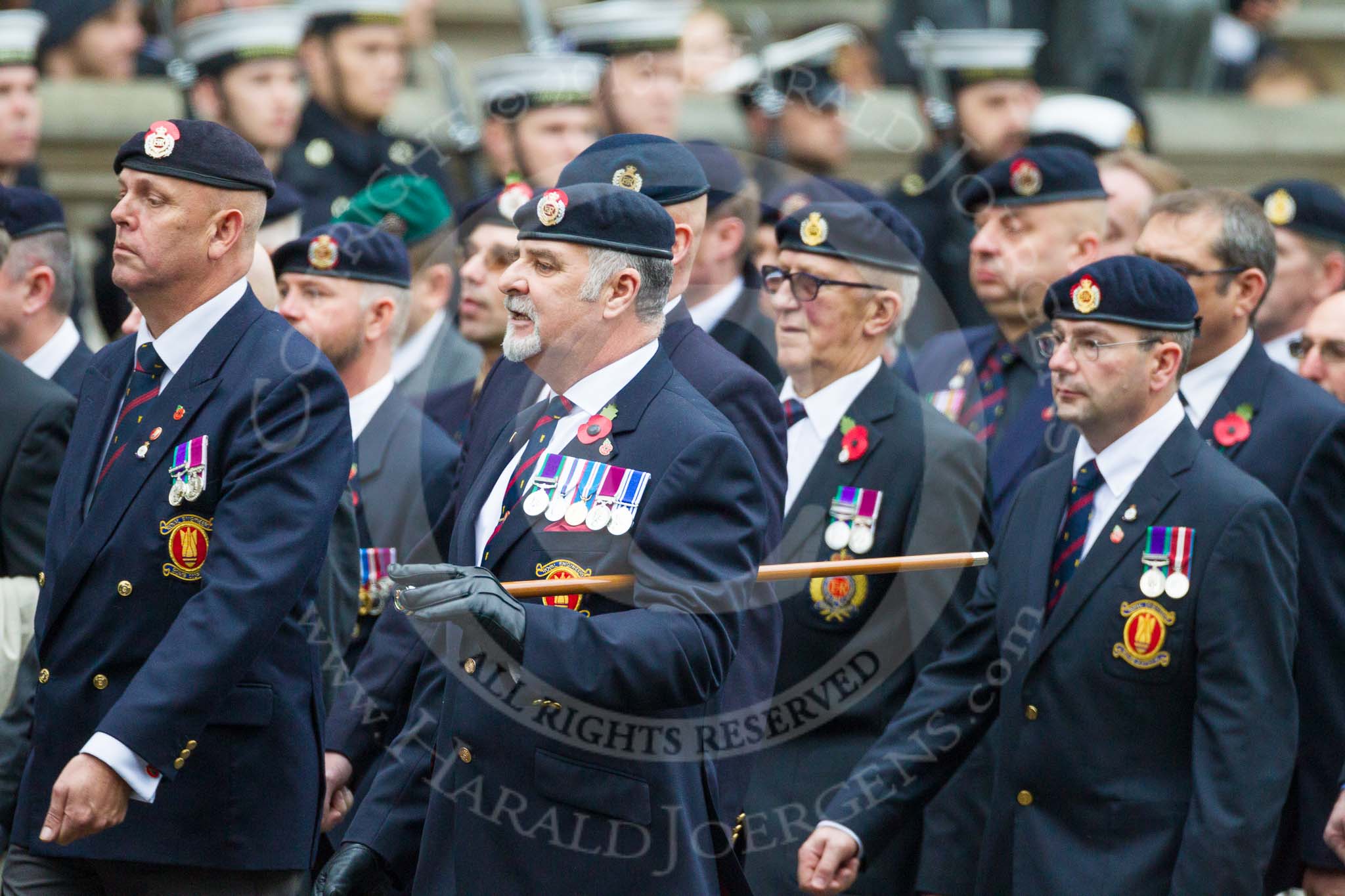 Remembrance Sunday at the Cenotaph 2015: Group B6, Royal Engineers Bomb Disposal Association (Anniversary).
Cenotaph, Whitehall, London SW1,
London,
Greater London,
United Kingdom,
on 08 November 2015 at 11:37, image #49