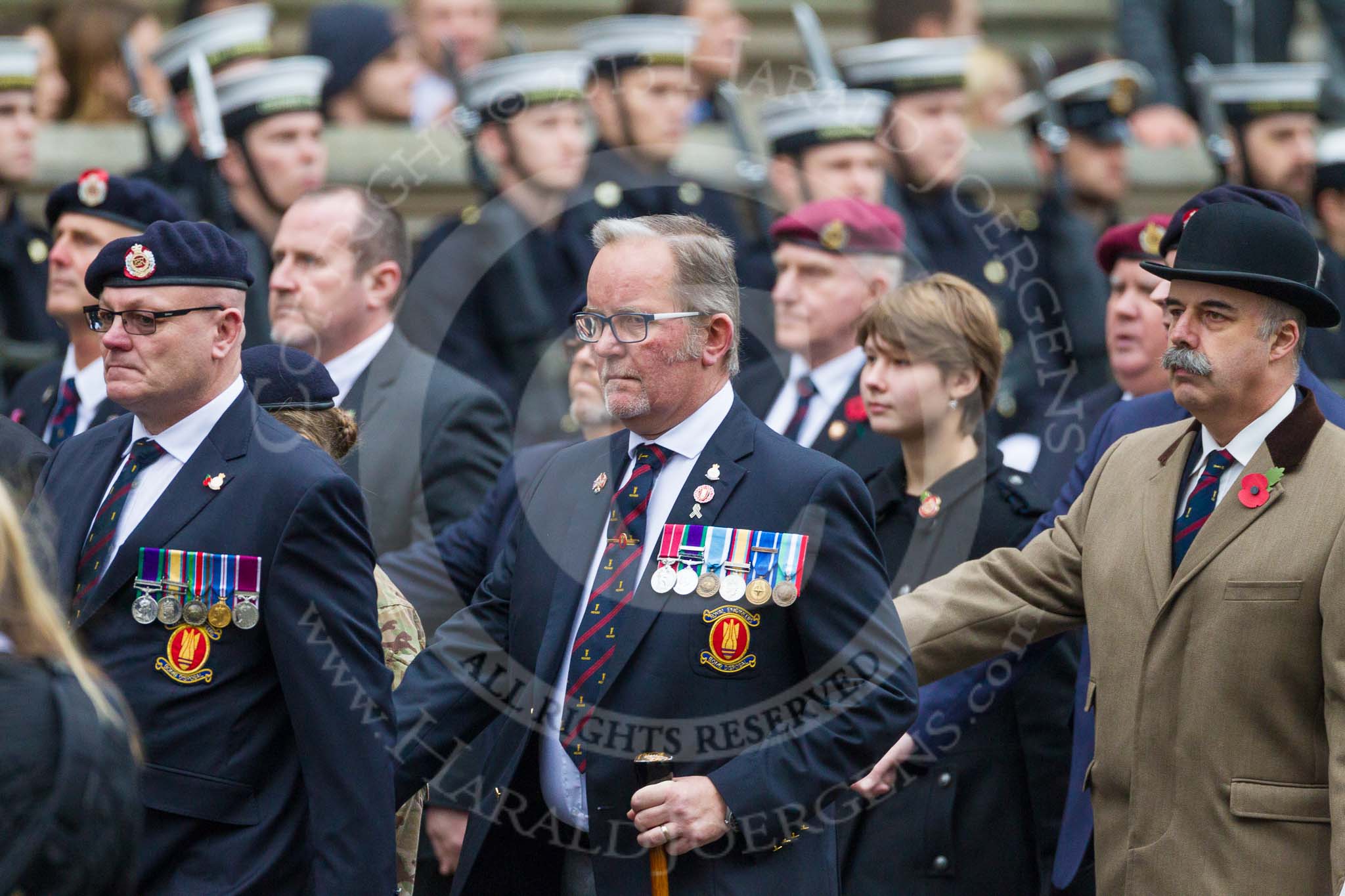 Remembrance Sunday at the Cenotaph 2015: Group B6, Royal Engineers Bomb Disposal Association (Anniversary).
Cenotaph, Whitehall, London SW1,
London,
Greater London,
United Kingdom,
on 08 November 2015 at 11:37, image #53