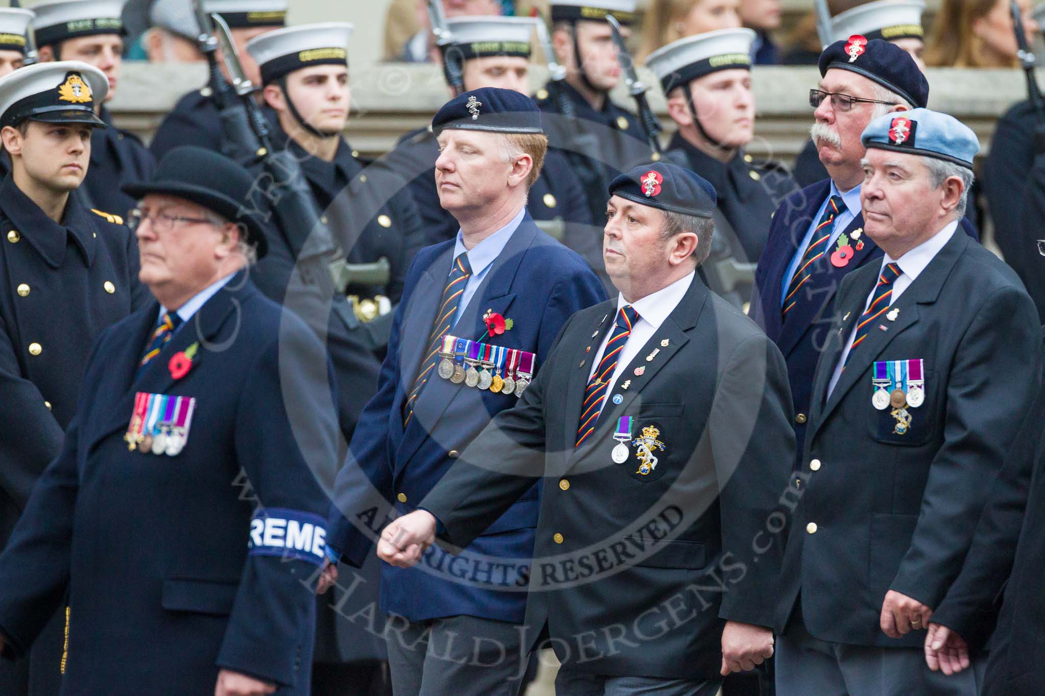 Remembrance Sunday at the Cenotaph 2015: Group B15, Royal Electrical & Mechanical Engineers Association.
Cenotaph, Whitehall, London SW1,
London,
Greater London,
United Kingdom,
on 08 November 2015 at 11:39, image #121