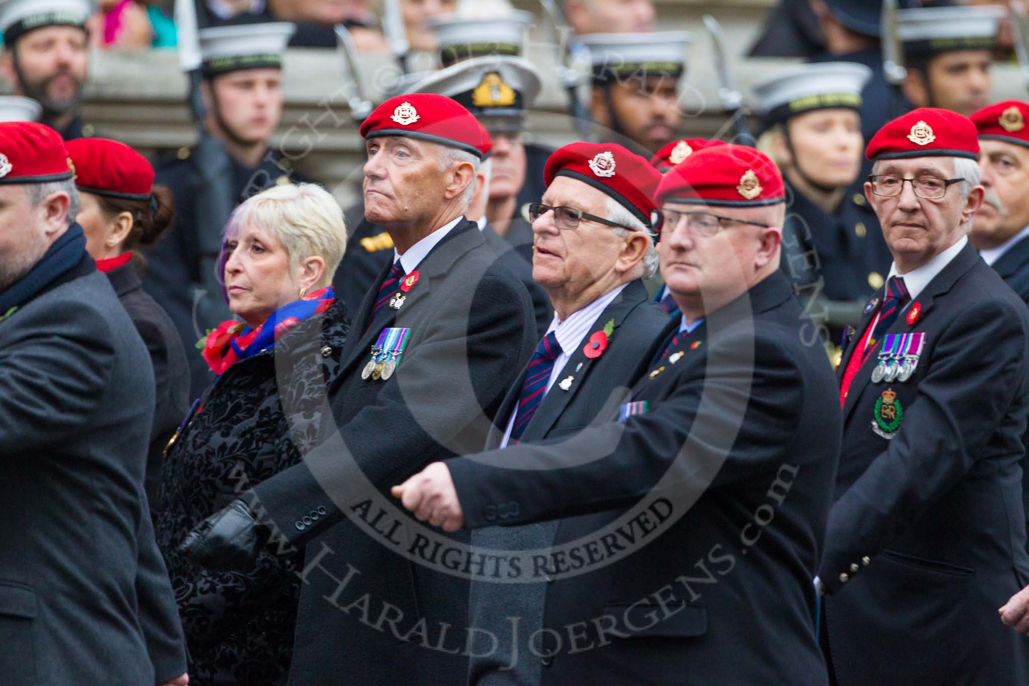 Remembrance Sunday at the Cenotaph 2015: Group B16, Royal Military Police Association.
Cenotaph, Whitehall, London SW1,
London,
Greater London,
United Kingdom,
on 08 November 2015 at 11:40, image #136