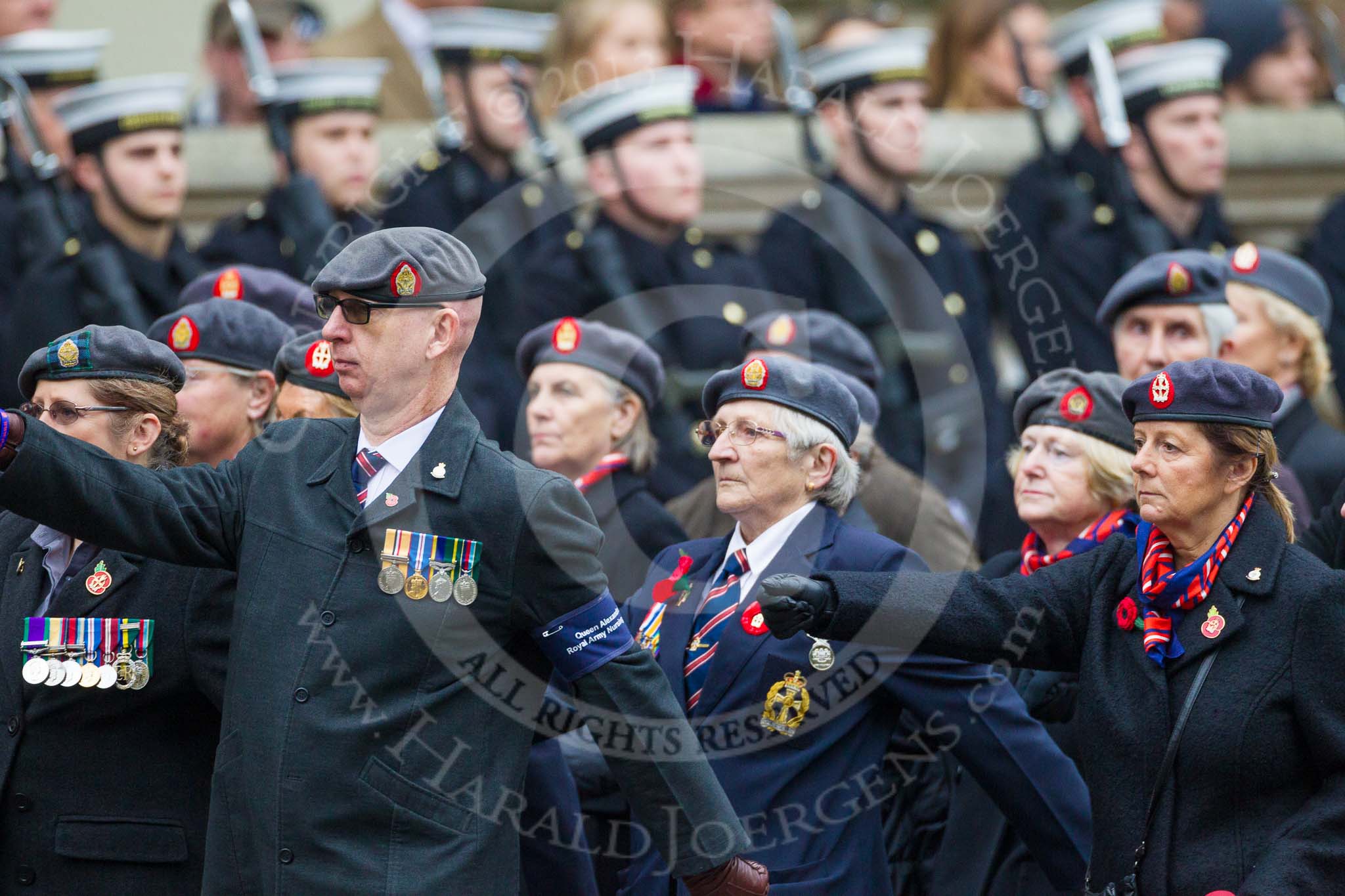 Remembrance Sunday at the Cenotaph 2015: Group B21, Queen Alexandra's Royal Army Nursing Corps Association.
Cenotaph, Whitehall, London SW1,
London,
Greater London,
United Kingdom,
on 08 November 2015 at 11:40, image #163