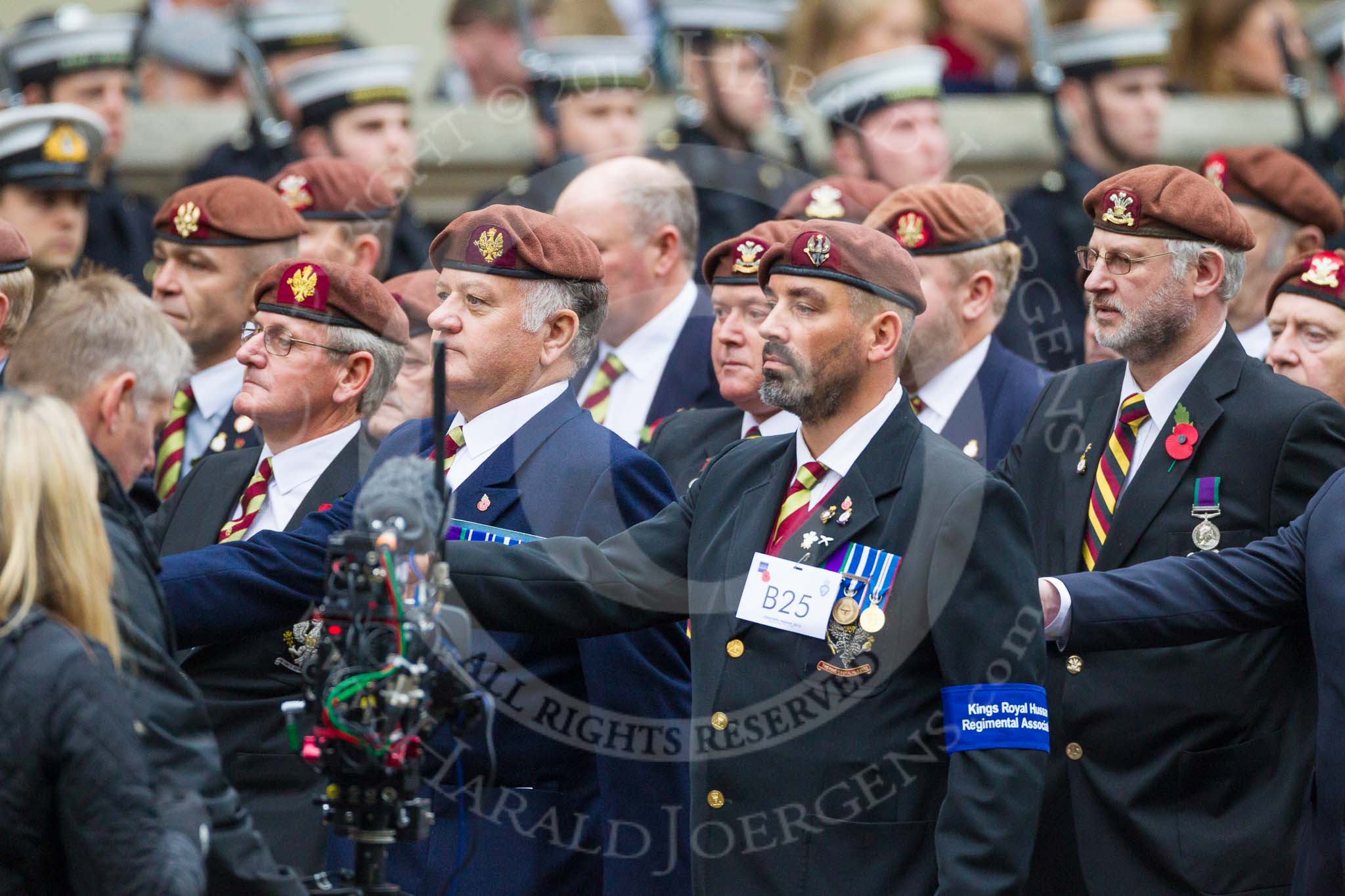 Remembrance Sunday at the Cenotaph 2015: Group B25, Kings Royal Hussars Regimental Association.
Cenotaph, Whitehall, London SW1,
London,
Greater London,
United Kingdom,
on 08 November 2015 at 11:41, image #190