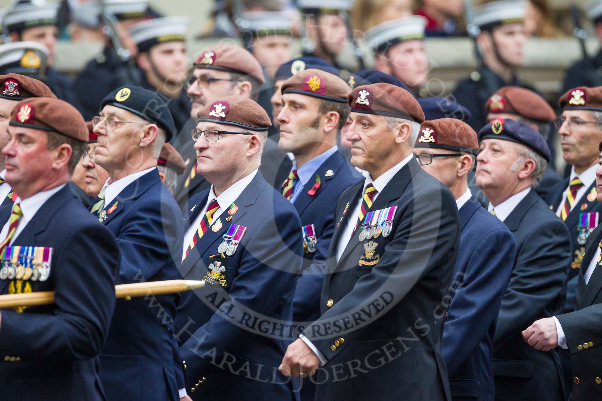 Remembrance Sunday at the Cenotaph 2015: Group B25, Kings Royal Hussars Regimental Association.
Cenotaph, Whitehall, London SW1,
London,
Greater London,
United Kingdom,
on 08 November 2015 at 11:41, image #195