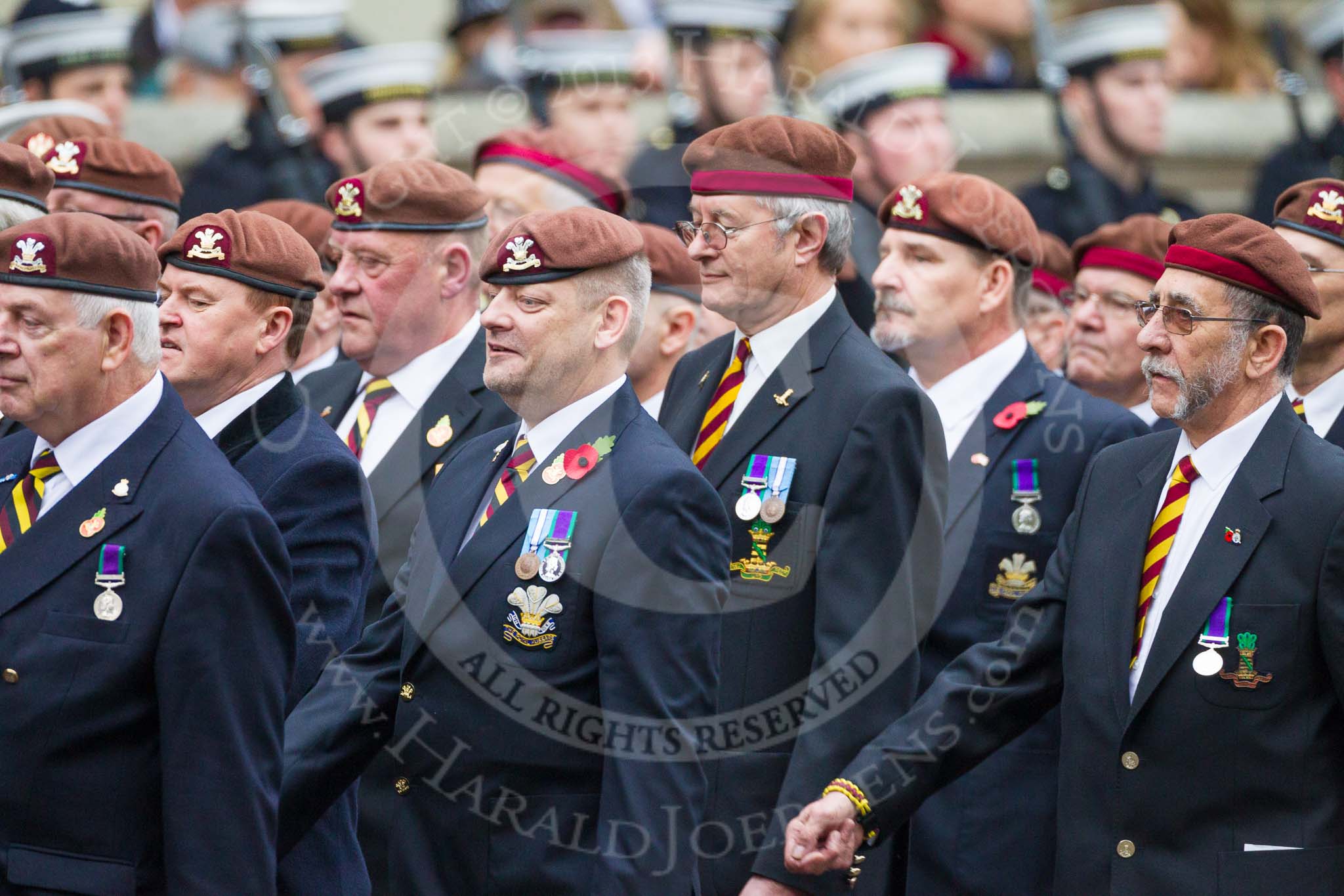 Remembrance Sunday at the Cenotaph 2015: Group B25, Kings Royal Hussars Regimental Association.
Cenotaph, Whitehall, London SW1,
London,
Greater London,
United Kingdom,
on 08 November 2015 at 11:41, image #198