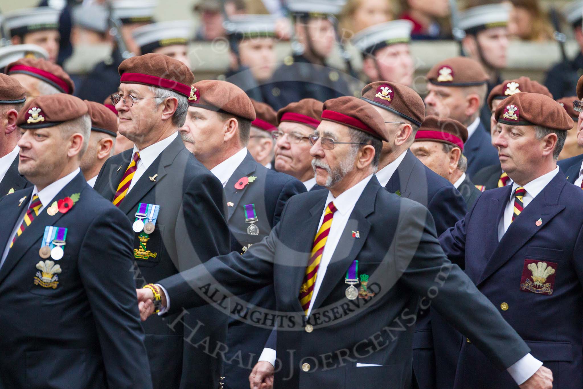 Remembrance Sunday at the Cenotaph 2015: Group B25, Kings Royal Hussars Regimental Association.
Cenotaph, Whitehall, London SW1,
London,
Greater London,
United Kingdom,
on 08 November 2015 at 11:41, image #199