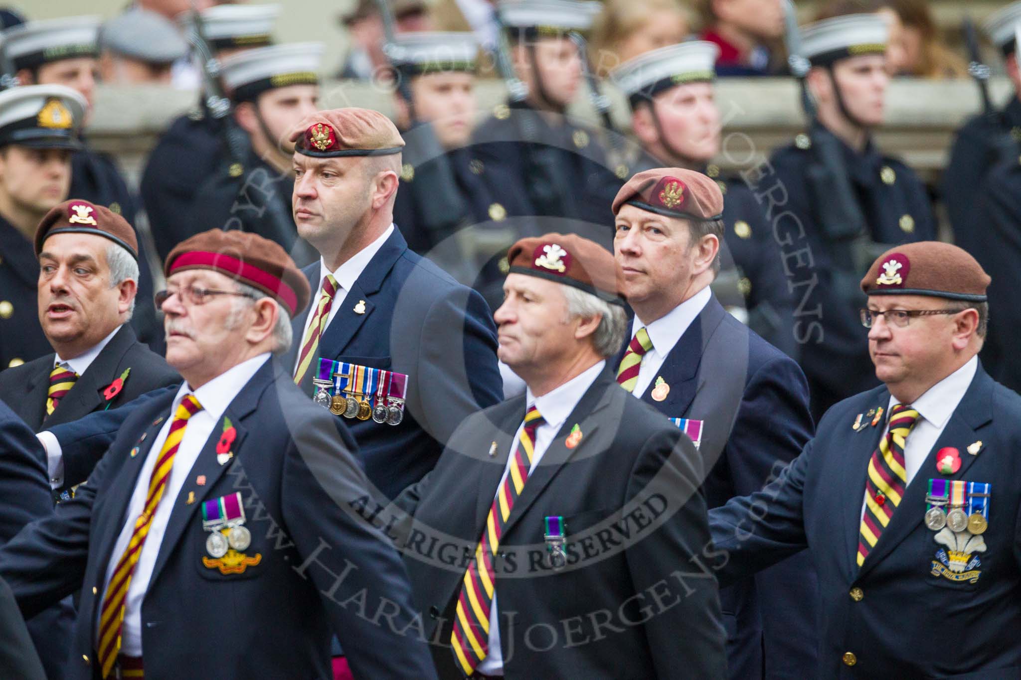 Remembrance Sunday at the Cenotaph 2015: Group B25, Kings Royal Hussars Regimental Association.
Cenotaph, Whitehall, London SW1,
London,
Greater London,
United Kingdom,
on 08 November 2015 at 11:41, image #204