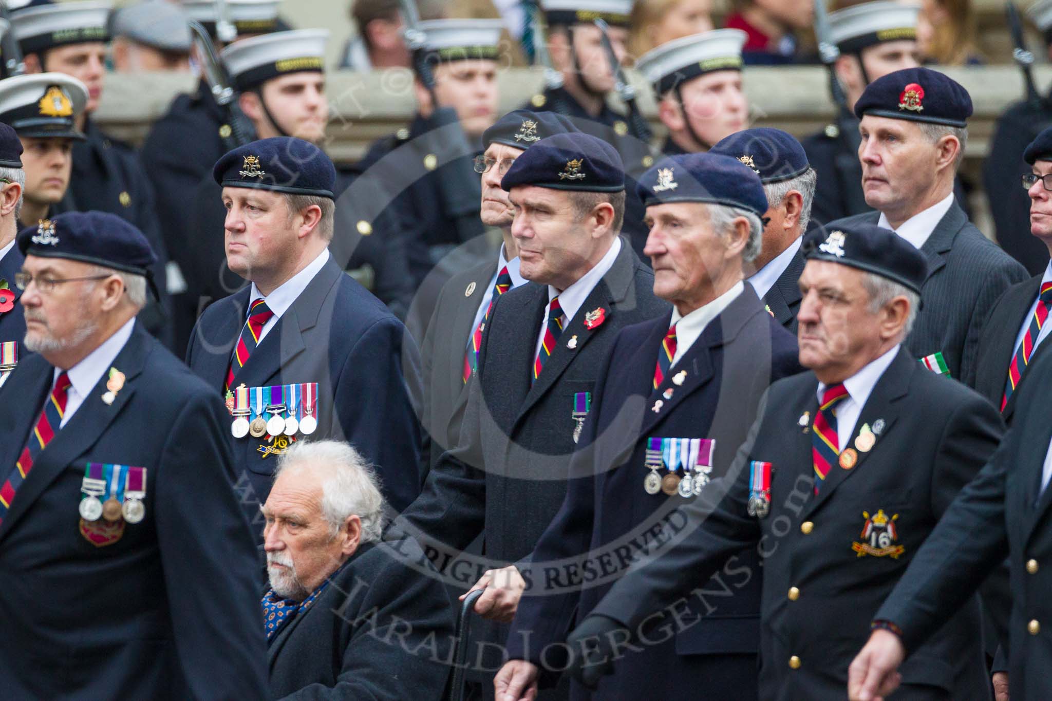 Remembrance Sunday at the Cenotaph 2015: Group B26, 16/5th Queen's Royal Lancers.
Cenotaph, Whitehall, London SW1,
London,
Greater London,
United Kingdom,
on 08 November 2015 at 11:41, image #206