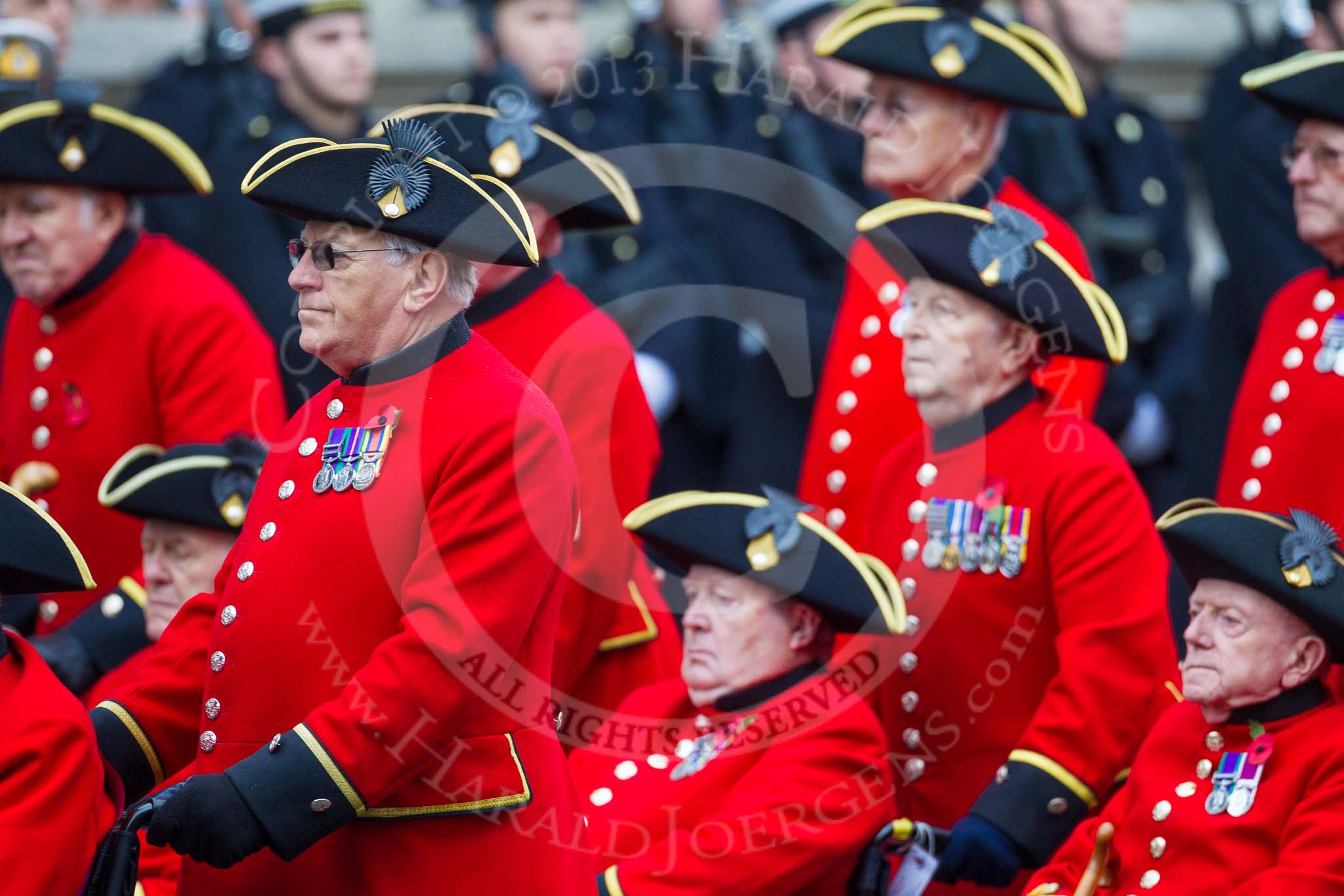 Remembrance Sunday at the Cenotaph 2015: Group B43, Royal Hospital Chelsea.
Cenotaph, Whitehall, London SW1,
London,
Greater London,
United Kingdom,
on 08 November 2015 at 11:45, image #346