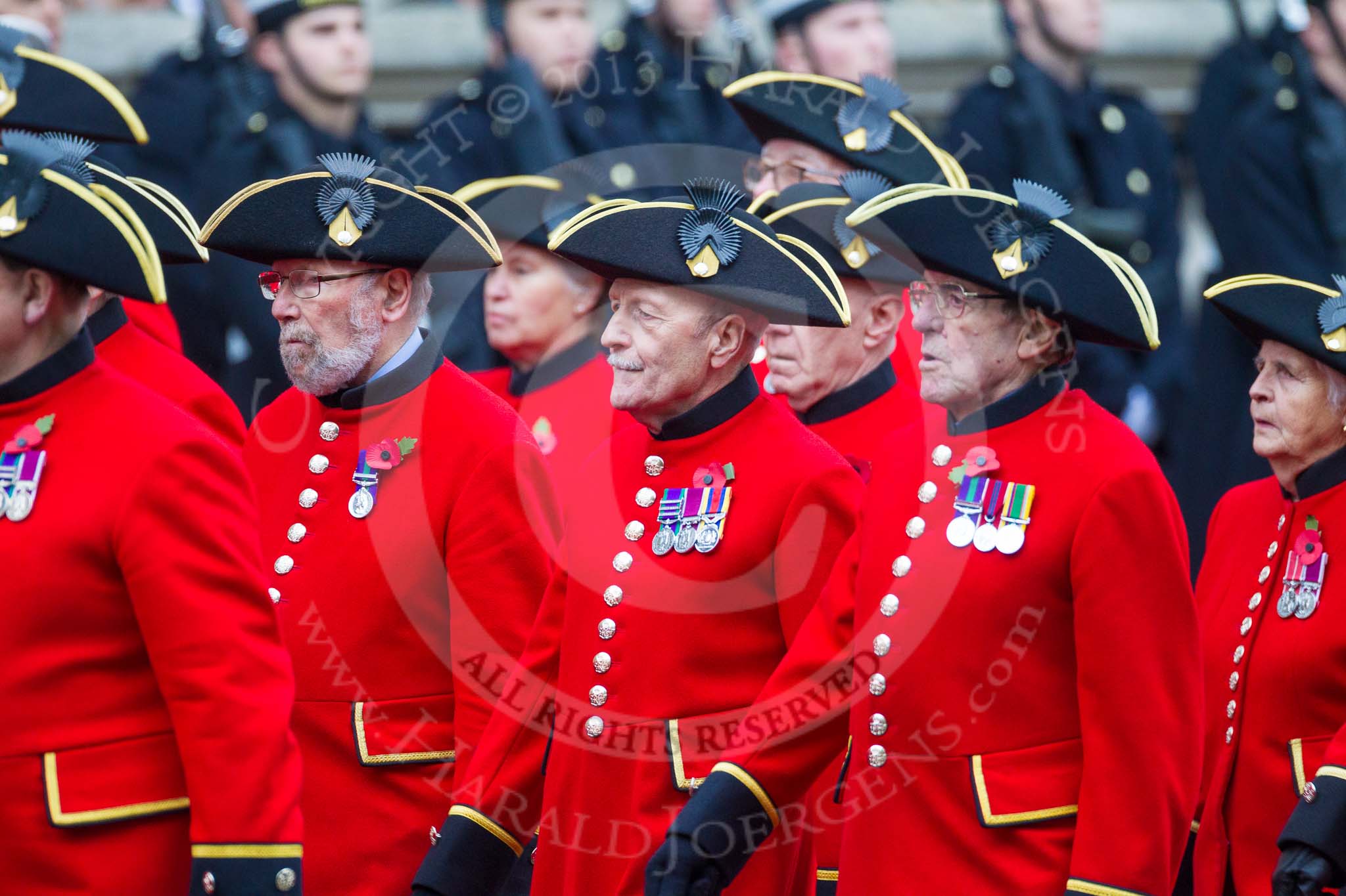 Remembrance Sunday at the Cenotaph 2015: Group B43, Royal Hospital Chelsea.
Cenotaph, Whitehall, London SW1,
London,
Greater London,
United Kingdom,
on 08 November 2015 at 11:45, image #352