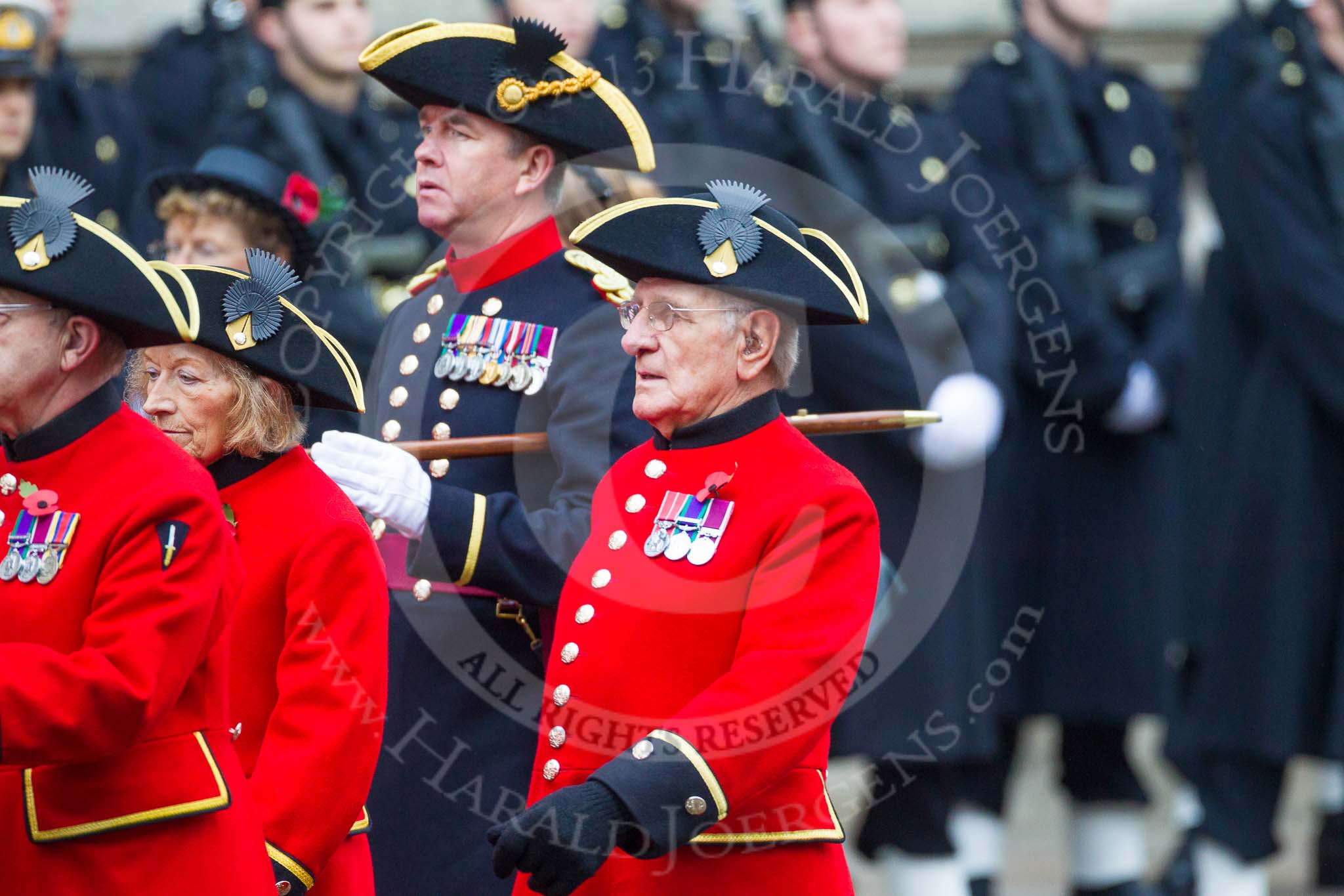 Remembrance Sunday at the Cenotaph 2015: Group B43, Royal Hospital Chelsea.
Cenotaph, Whitehall, London SW1,
London,
Greater London,
United Kingdom,
on 08 November 2015 at 11:45, image #354
