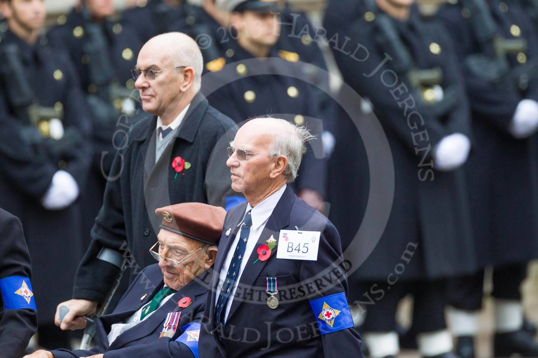 Remembrance Sunday at the Cenotaph 2015: Group B45, The Royal Star & Garter Homes.
Cenotaph, Whitehall, London SW1,
London,
Greater London,
United Kingdom,
on 08 November 2015 at 11:45, image #372