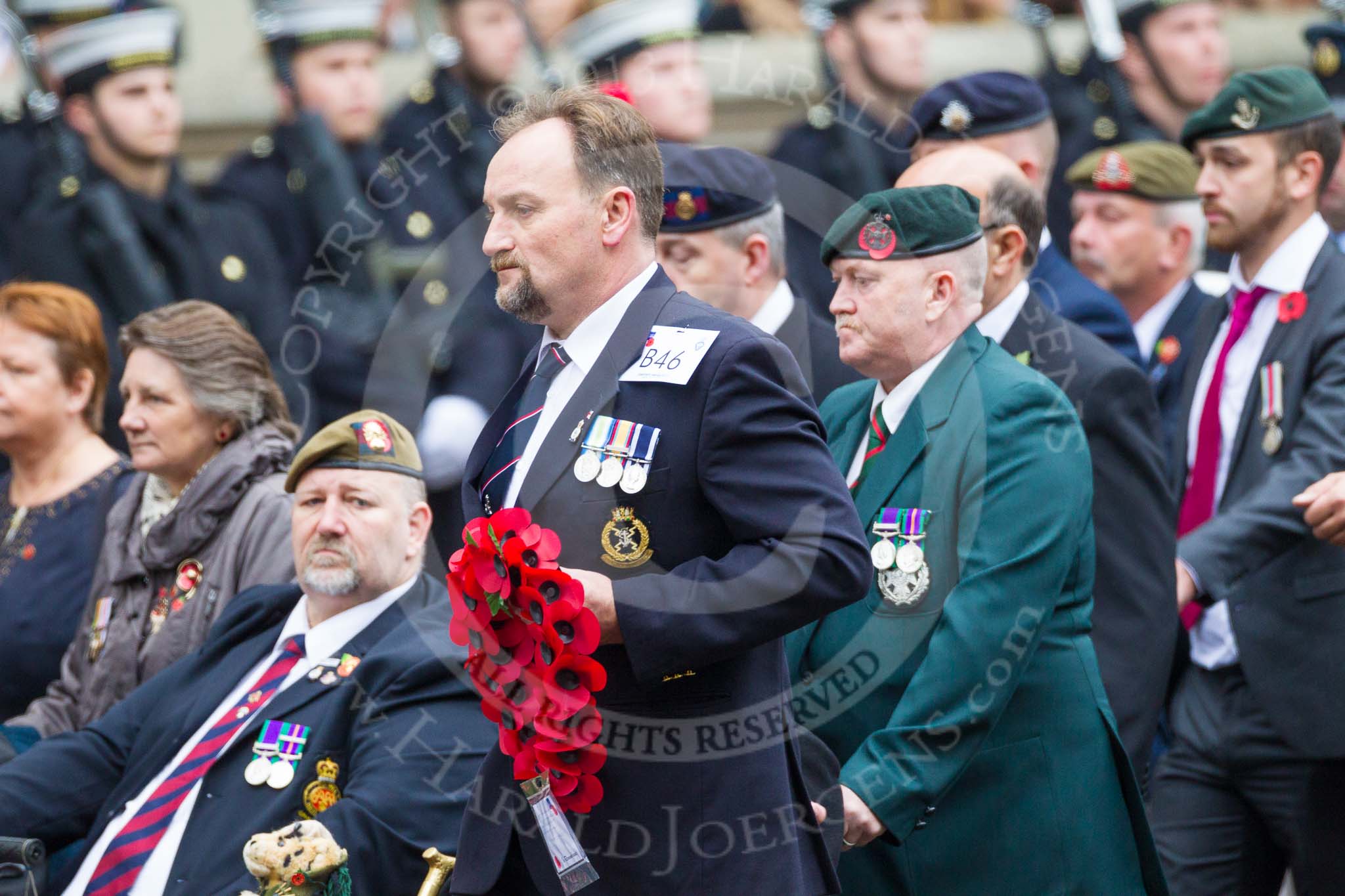 Remembrance Sunday at the Cenotaph 2015: Group B46, Combat Stress.
Cenotaph, Whitehall, London SW1,
London,
Greater London,
United Kingdom,
on 08 November 2015 at 11:46, image #378