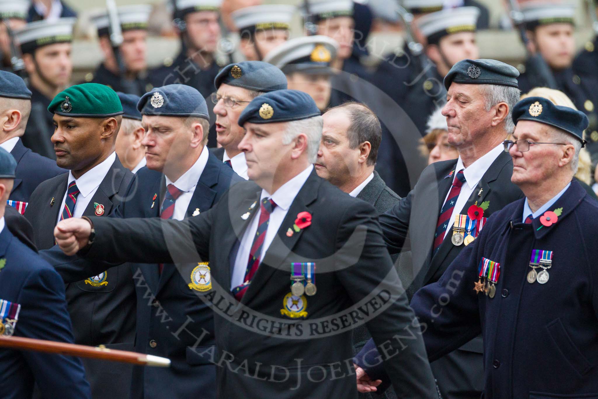 Remembrance Sunday at the Cenotaph 2015: C2, Royal Air Force Regiment Association.
Cenotaph, Whitehall, London SW1,
London,
Greater London,
United Kingdom,
on 08 November 2015 at 11:47, image #431