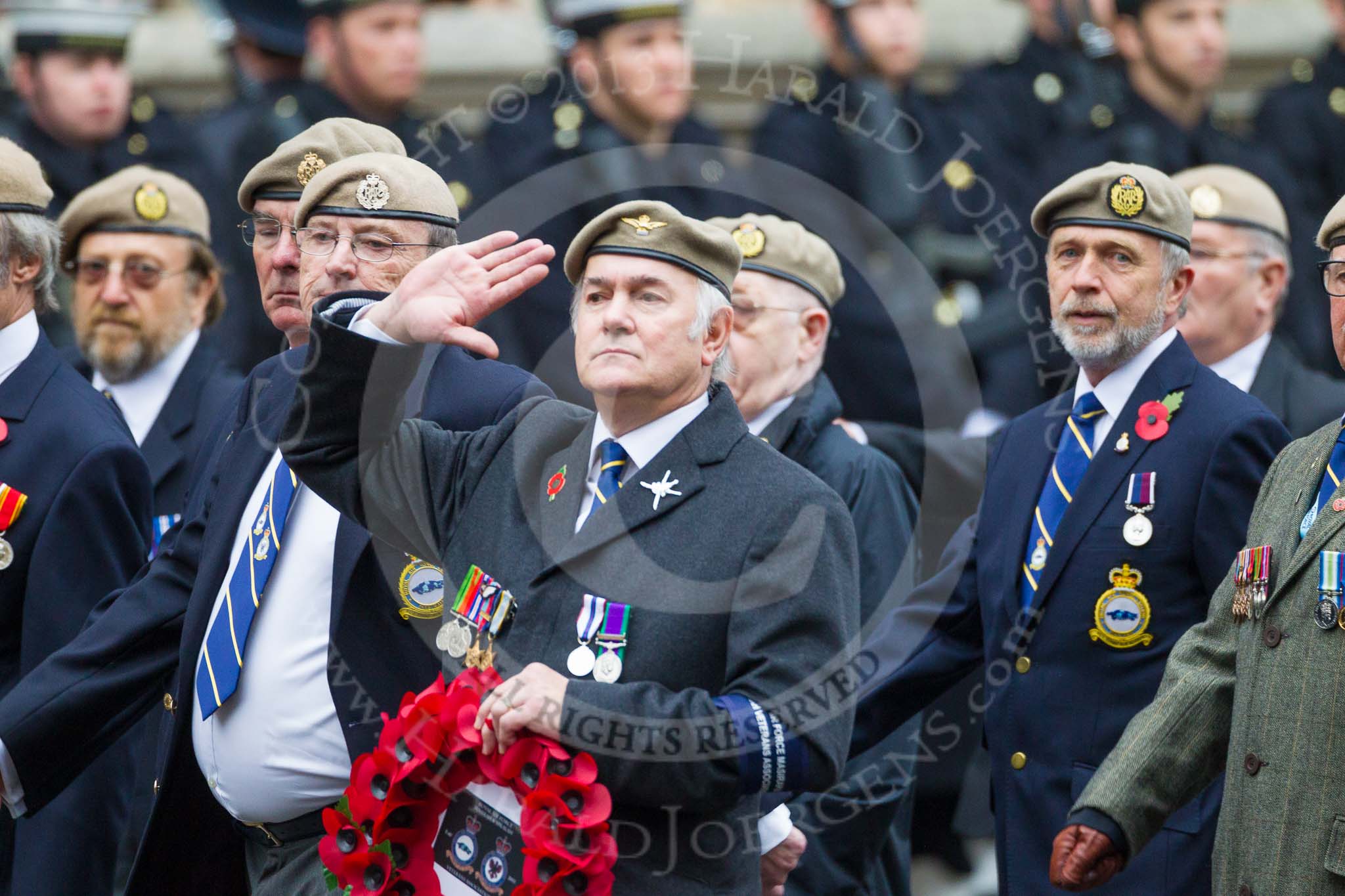 Remembrance Sunday at the Cenotaph 2015: Group C18, Royal Air Force Masirah & Salalah Veterans Association (New for 2015).
Cenotaph, Whitehall, London SW1,
London,
Greater London,
United Kingdom,
on 08 November 2015 at 11:49, image #526