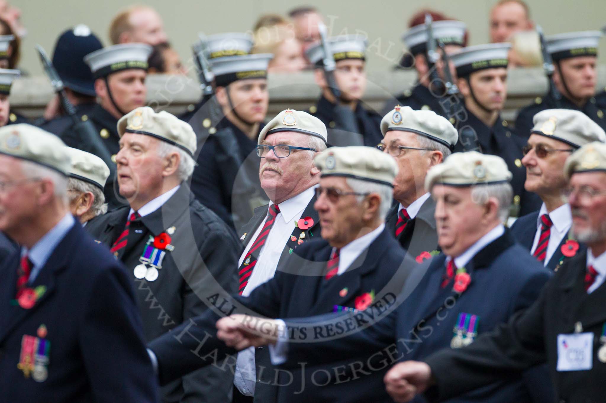 Remembrance Sunday at the Cenotaph 2015: Group C24, Royal Air Force Police Association.
Cenotaph, Whitehall, London SW1,
London,
Greater London,
United Kingdom,
on 08 November 2015 at 11:50, image #564
