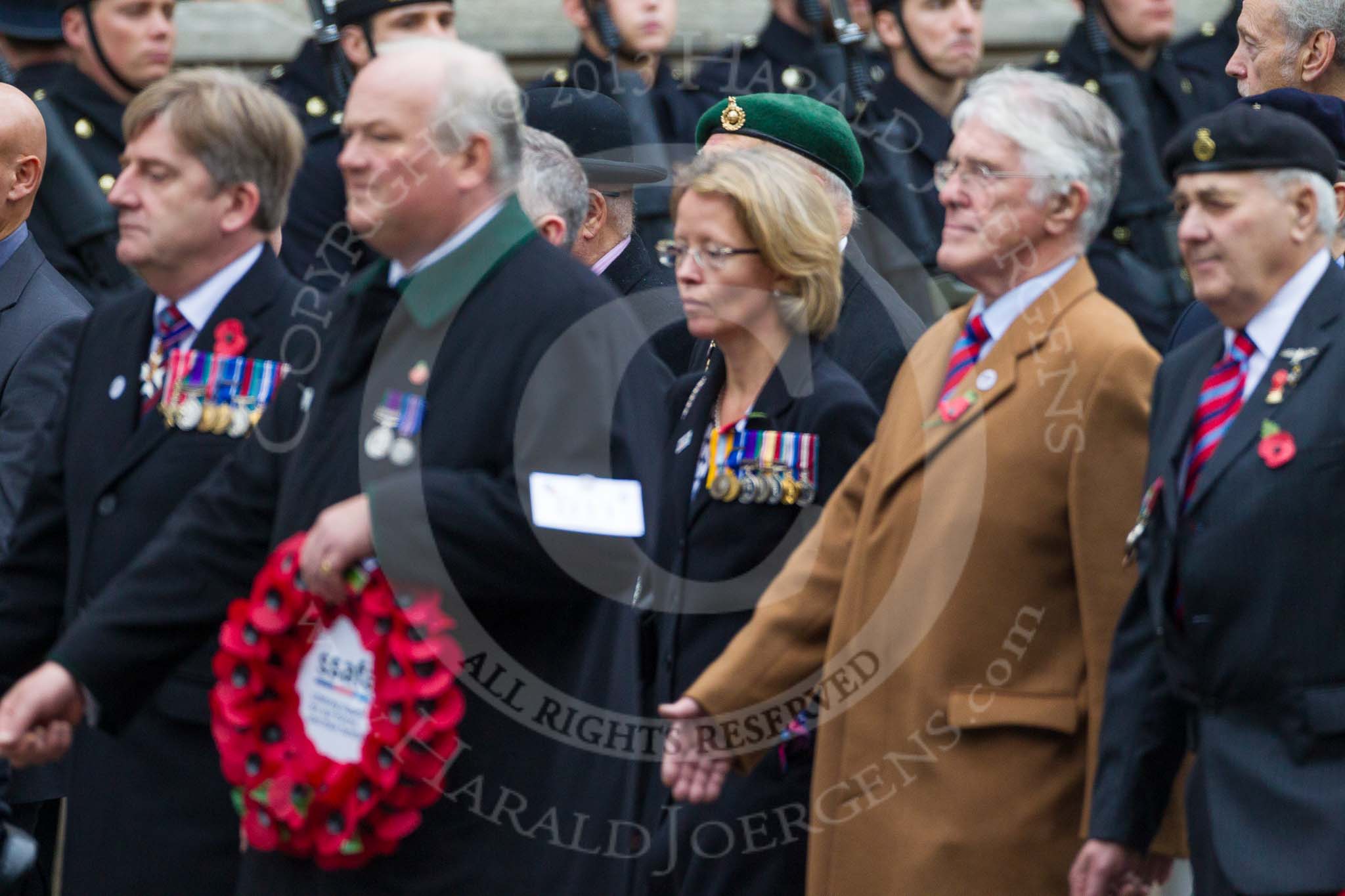 Remembrance Sunday at the Cenotaph 2015: Group D11, SSAFA.
Cenotaph, Whitehall, London SW1,
London,
Greater London,
United Kingdom,
on 08 November 2015 at 11:53, image #640