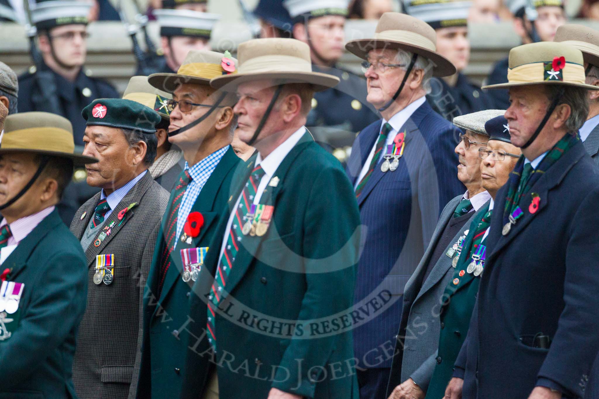 Remembrance Sunday at the Cenotaph 2015: Group D16, Gurkha Brigade Association.
Cenotaph, Whitehall, London SW1,
London,
Greater London,
United Kingdom,
on 08 November 2015 at 11:54, image #677
