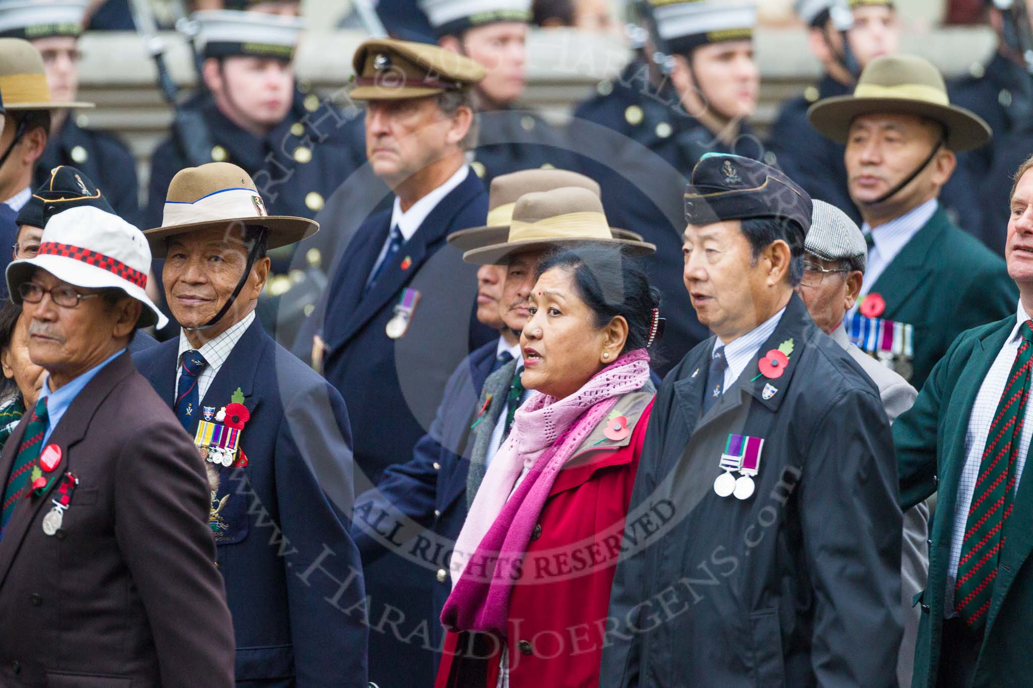 Remembrance Sunday at the Cenotaph 2015: Group D16, Gurkha Brigade Association.
Cenotaph, Whitehall, London SW1,
London,
Greater London,
United Kingdom,
on 08 November 2015 at 11:54, image #686