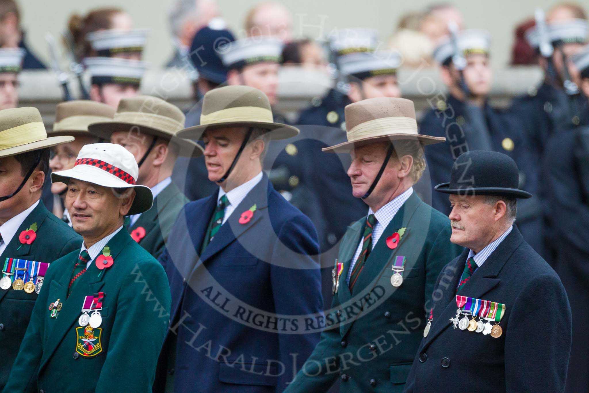 Remembrance Sunday at the Cenotaph 2015: Group D16, Gurkha Brigade Association.
Cenotaph, Whitehall, London SW1,
London,
Greater London,
United Kingdom,
on 08 November 2015 at 11:54, image #690