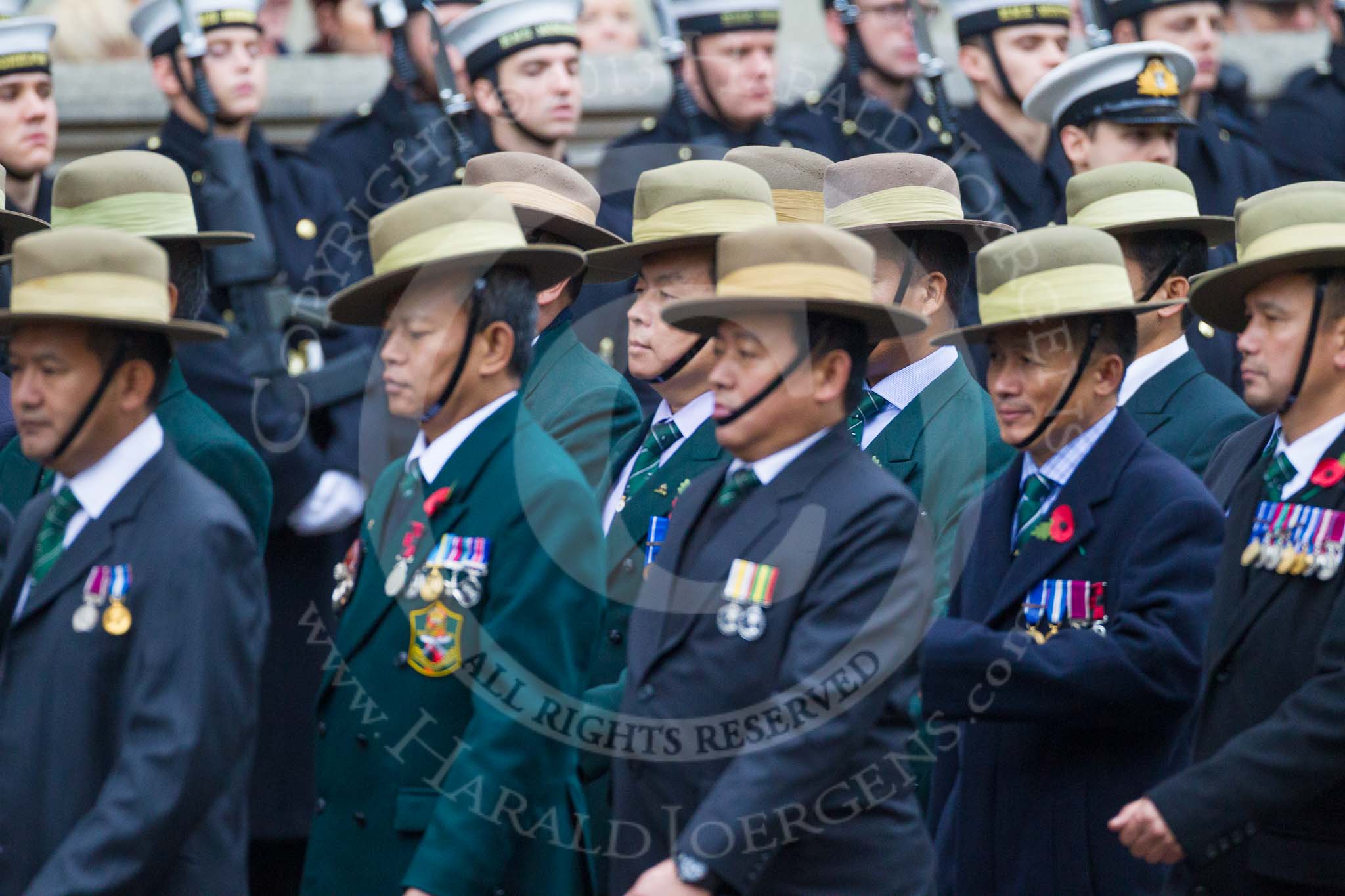 Remembrance Sunday at the Cenotaph 2015: Group D17, British Gurkha Welfare Society.
Cenotaph, Whitehall, London SW1,
London,
Greater London,
United Kingdom,
on 08 November 2015 at 11:54, image #698