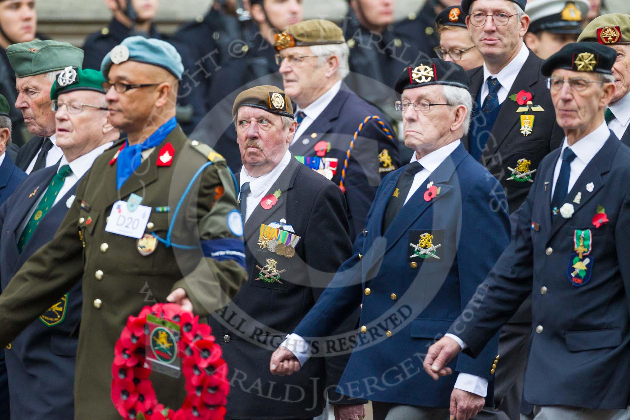 Remembrance Sunday at the Cenotaph 2015: Group D20, Bond Van Wapenbroeders.
Cenotaph, Whitehall, London SW1,
London,
Greater London,
United Kingdom,
on 08 November 2015 at 11:55, image #713