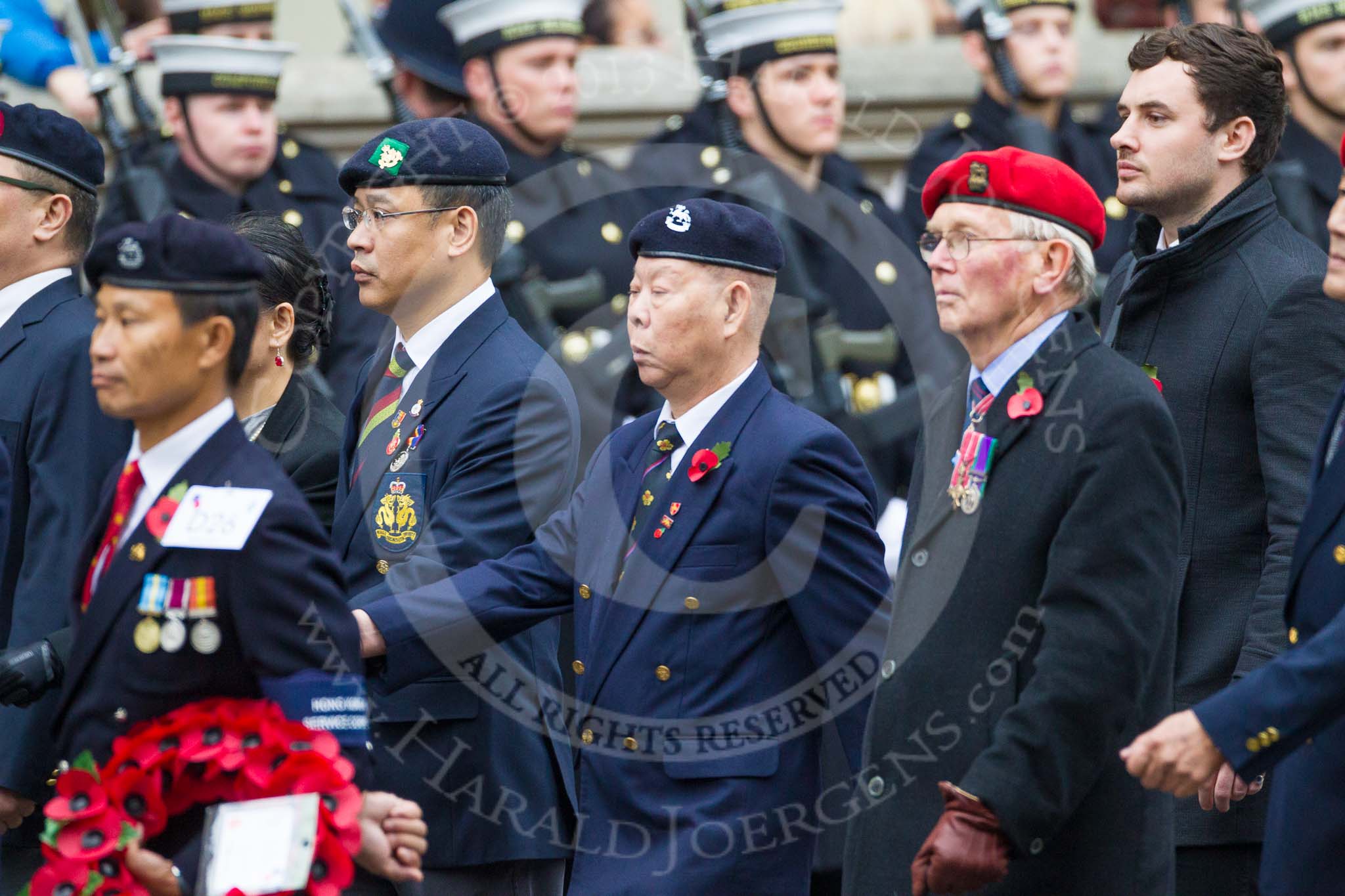 Remembrance Sunday at the Cenotaph 2015: Group D26, Hong Kong Military Service Corps.
Cenotaph, Whitehall, London SW1,
London,
Greater London,
United Kingdom,
on 08 November 2015 at 11:56, image #735