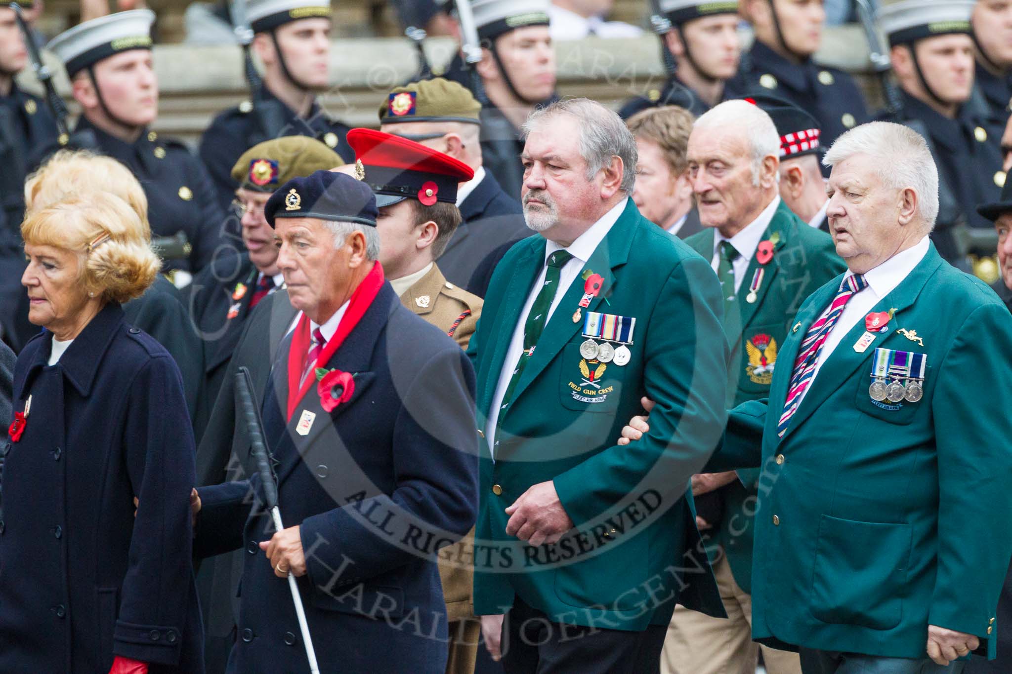 Remembrance Sunday at the Cenotaph 2015: Group F1, Blind Veterans UK.
Cenotaph, Whitehall, London SW1,
London,
Greater London,
United Kingdom,
on 08 November 2015 at 11:57, image #757