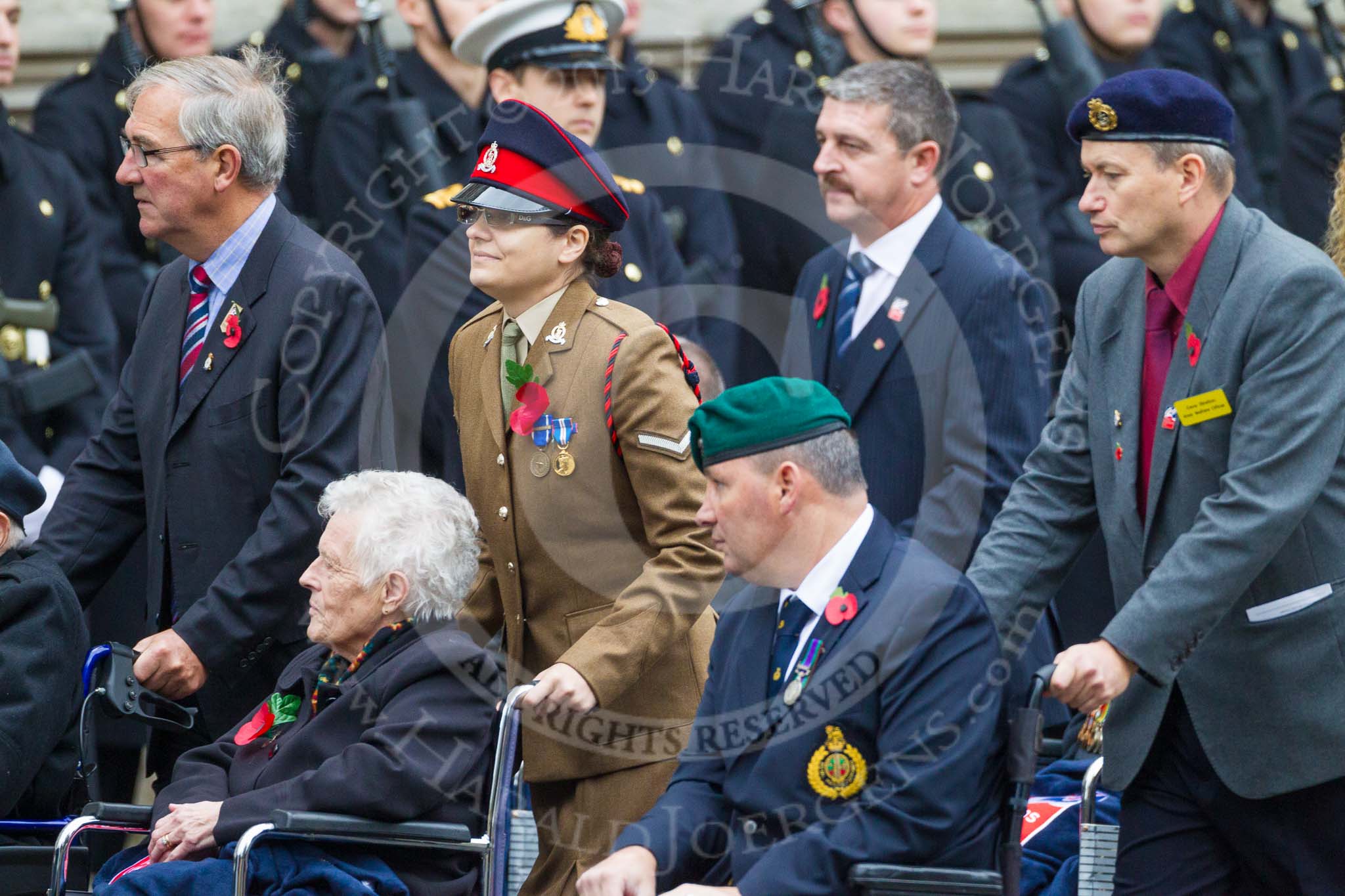 Remembrance Sunday at the Cenotaph 2015: Group F1, Blind Veterans UK.
Cenotaph, Whitehall, London SW1,
London,
Greater London,
United Kingdom,
on 08 November 2015 at 11:57, image #781