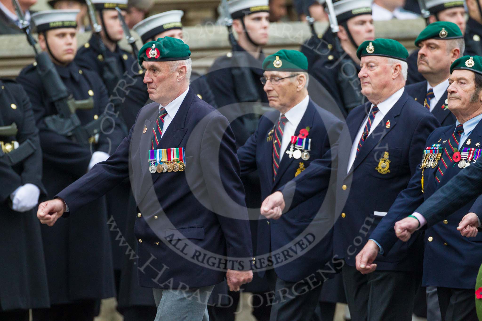 Remembrance Sunday at the Cenotaph 2015: Group E1, Royal Marines Association.
Cenotaph, Whitehall, London SW1,
London,
Greater London,
United Kingdom,
on 08 November 2015 at 11:58, image #790