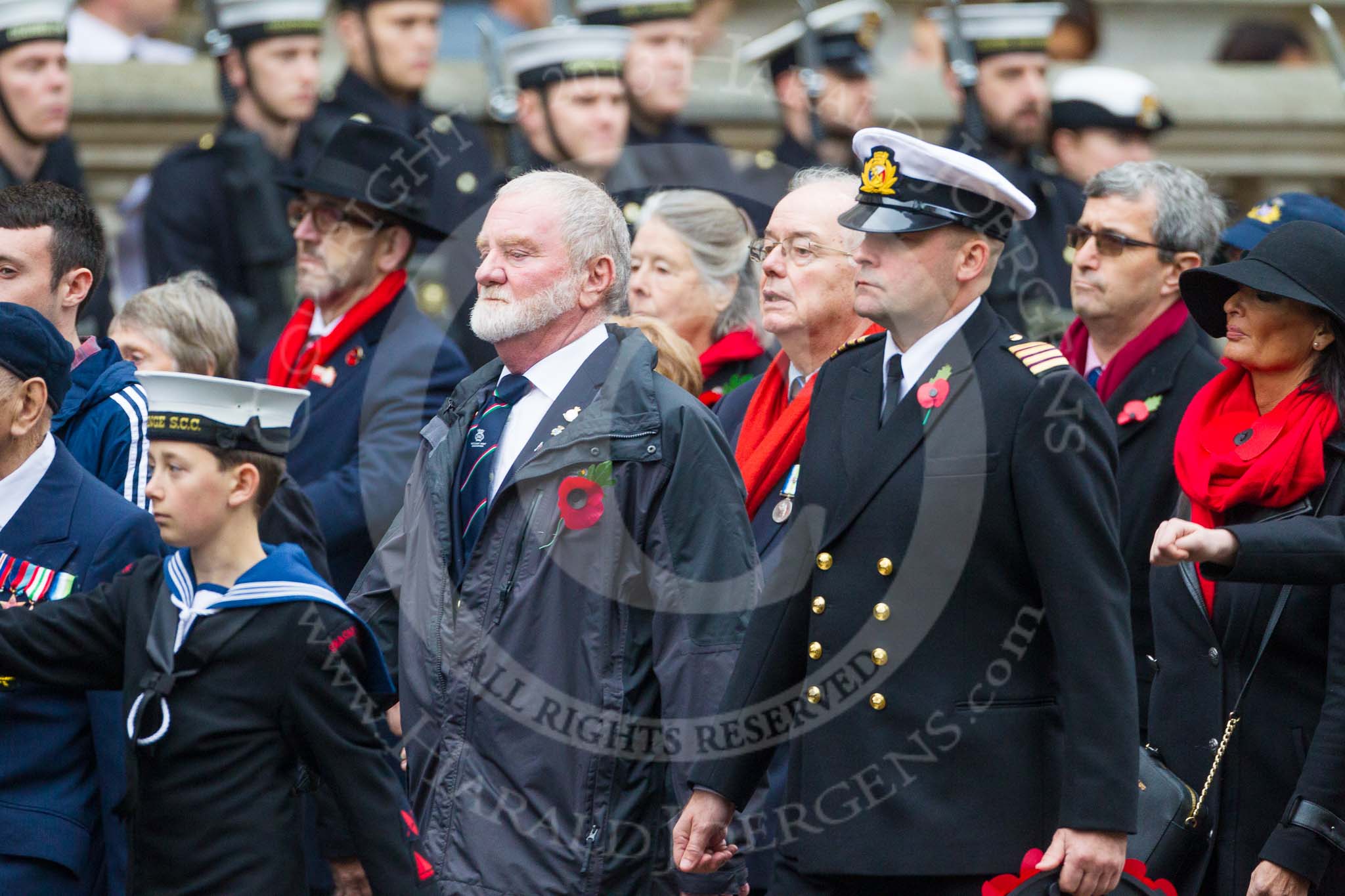 Remembrance Sunday at the Cenotaph 2015: Group E3, Merchant Navy Association.
Cenotaph, Whitehall, London SW1,
London,
Greater London,
United Kingdom,
on 08 November 2015 at 11:59, image #822