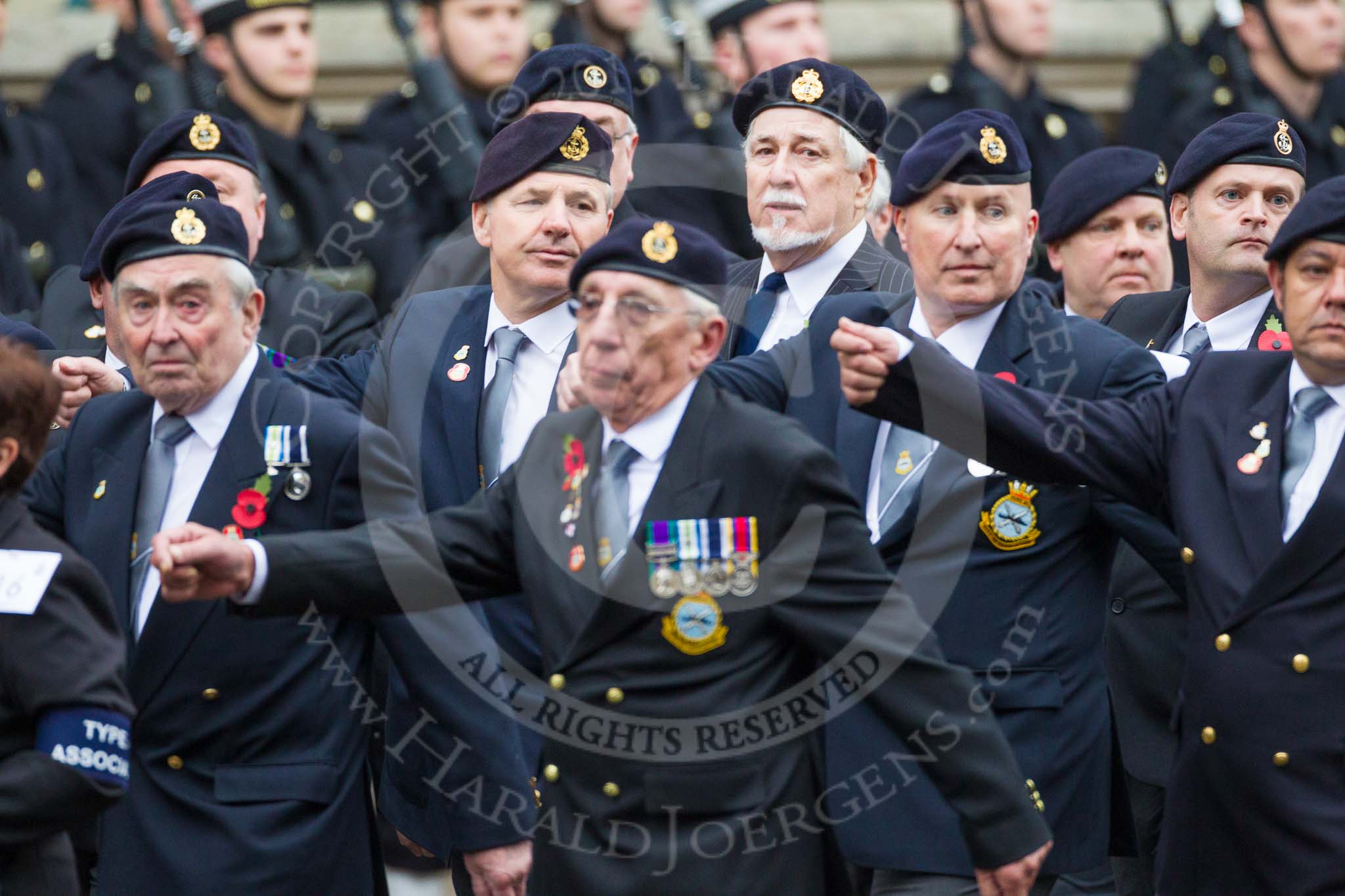 Remembrance Sunday at the Cenotaph 2015: Group E16, Type 42 Association.
Cenotaph, Whitehall, London SW1,
London,
Greater London,
United Kingdom,
on 08 November 2015 at 12:00, image #884