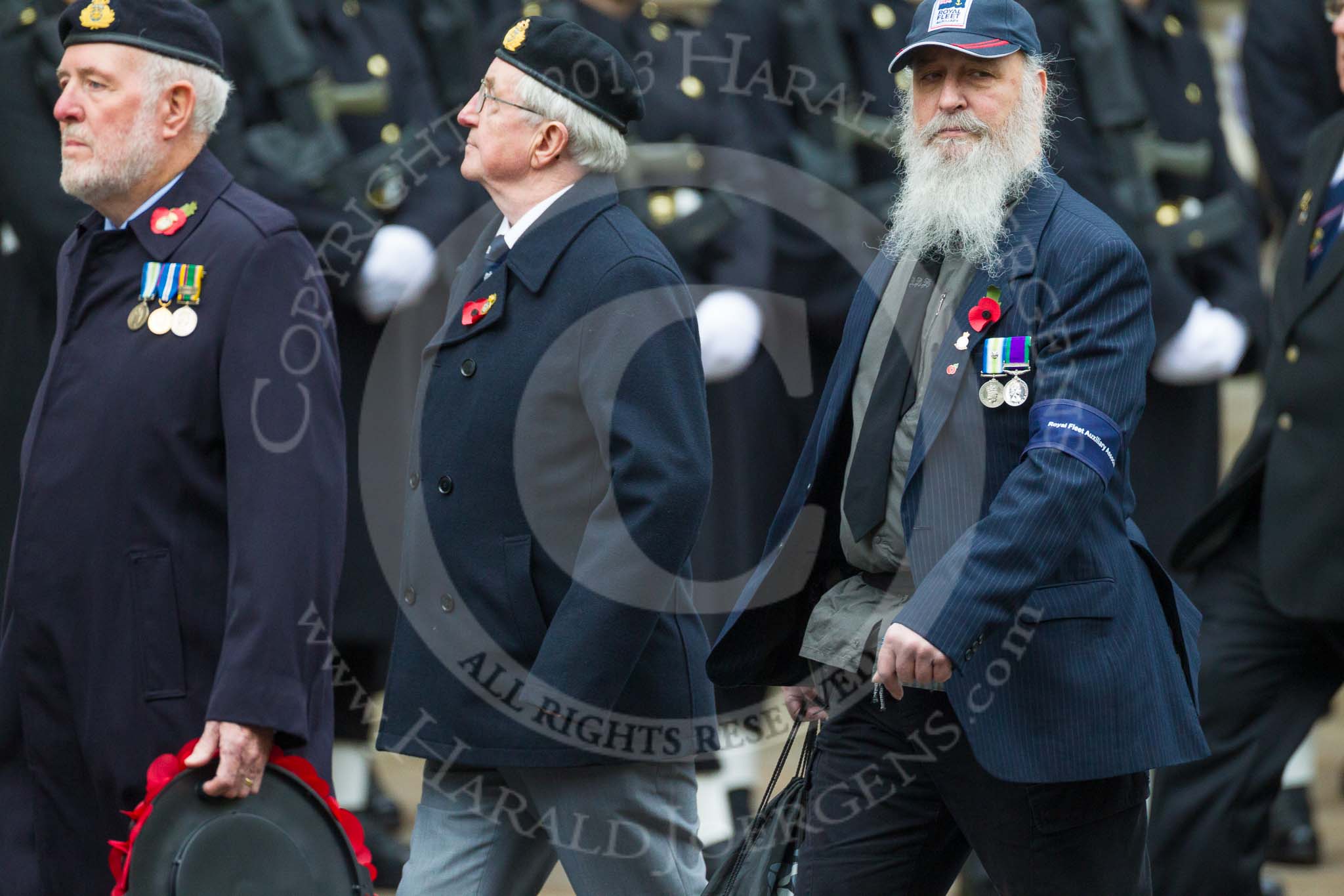 Remembrance Sunday at the Cenotaph 2015: Group E19, Royal Fleet Auxiliary Association.
Cenotaph, Whitehall, London SW1,
London,
Greater London,
United Kingdom,
on 08 November 2015 at 12:01, image #912