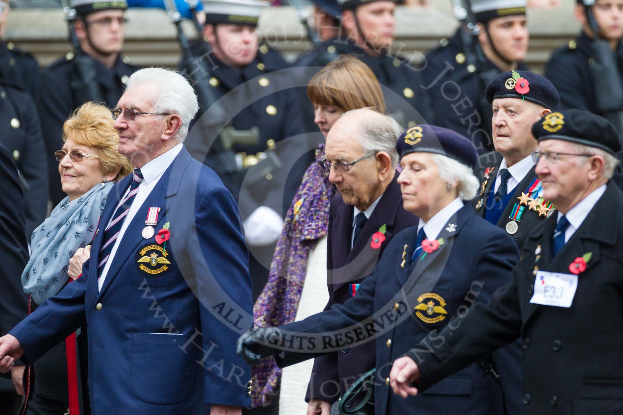 Remembrance Sunday at the Cenotaph 2015: Group E33, Fleet Air Arm Association.
Cenotaph, Whitehall, London SW1,
London,
Greater London,
United Kingdom,
on 08 November 2015 at 12:03, image #980