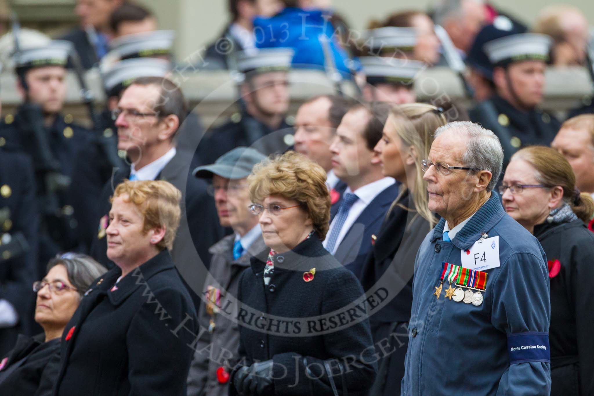 Remembrance Sunday at the Cenotaph 2015: Group F4, Monte Cassino Society.
Cenotaph, Whitehall, London SW1,
London,
Greater London,
United Kingdom,
on 08 November 2015 at 12:04, image #1020