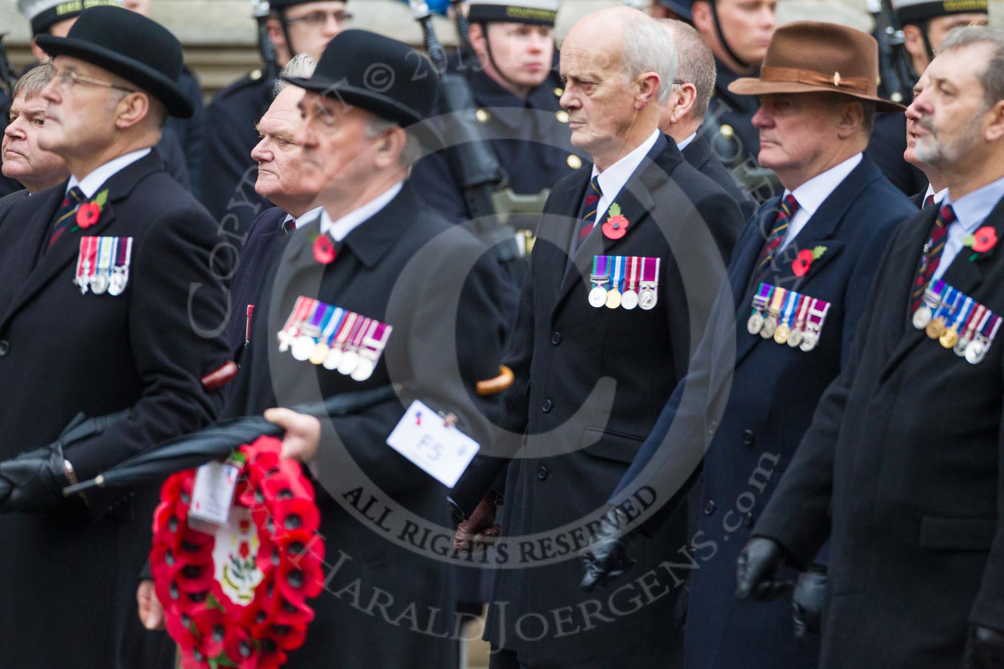 Remembrance Sunday at the Cenotaph 2015: Group F5, Queen's Bodyguard of The Yeoman of The Guard.
Cenotaph, Whitehall, London SW1,
London,
Greater London,
United Kingdom,
on 08 November 2015 at 12:04, image #1025
