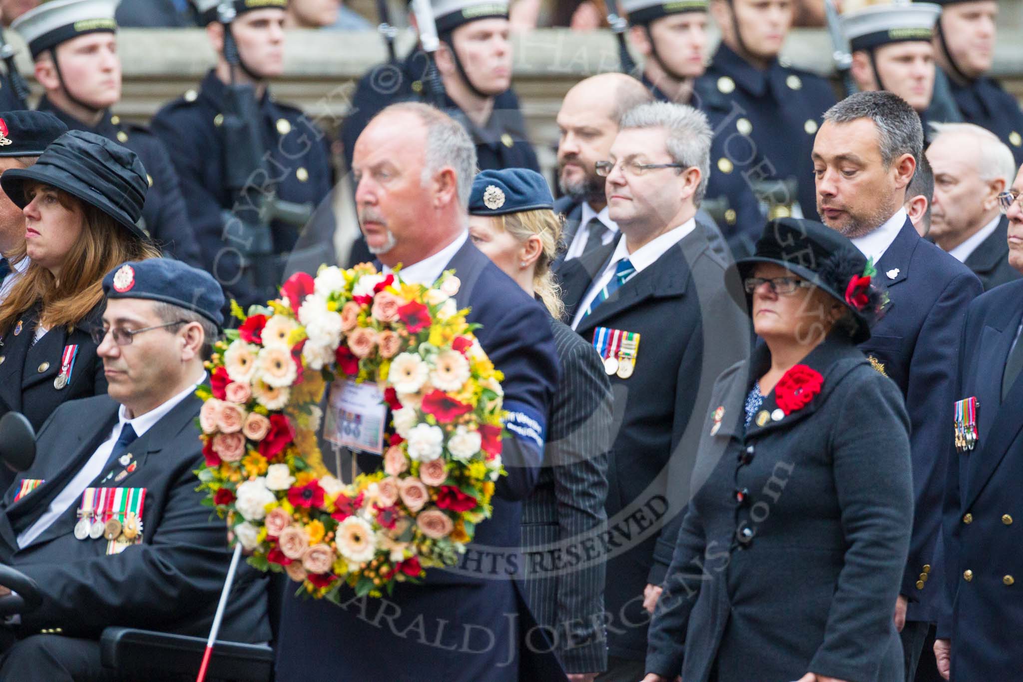 Remembrance Sunday at the Cenotaph 2015: Group F16, National Gulf Veterans & Families Association.
Cenotaph, Whitehall, London SW1,
London,
Greater London,
United Kingdom,
on 08 November 2015 at 12:06, image #1086
