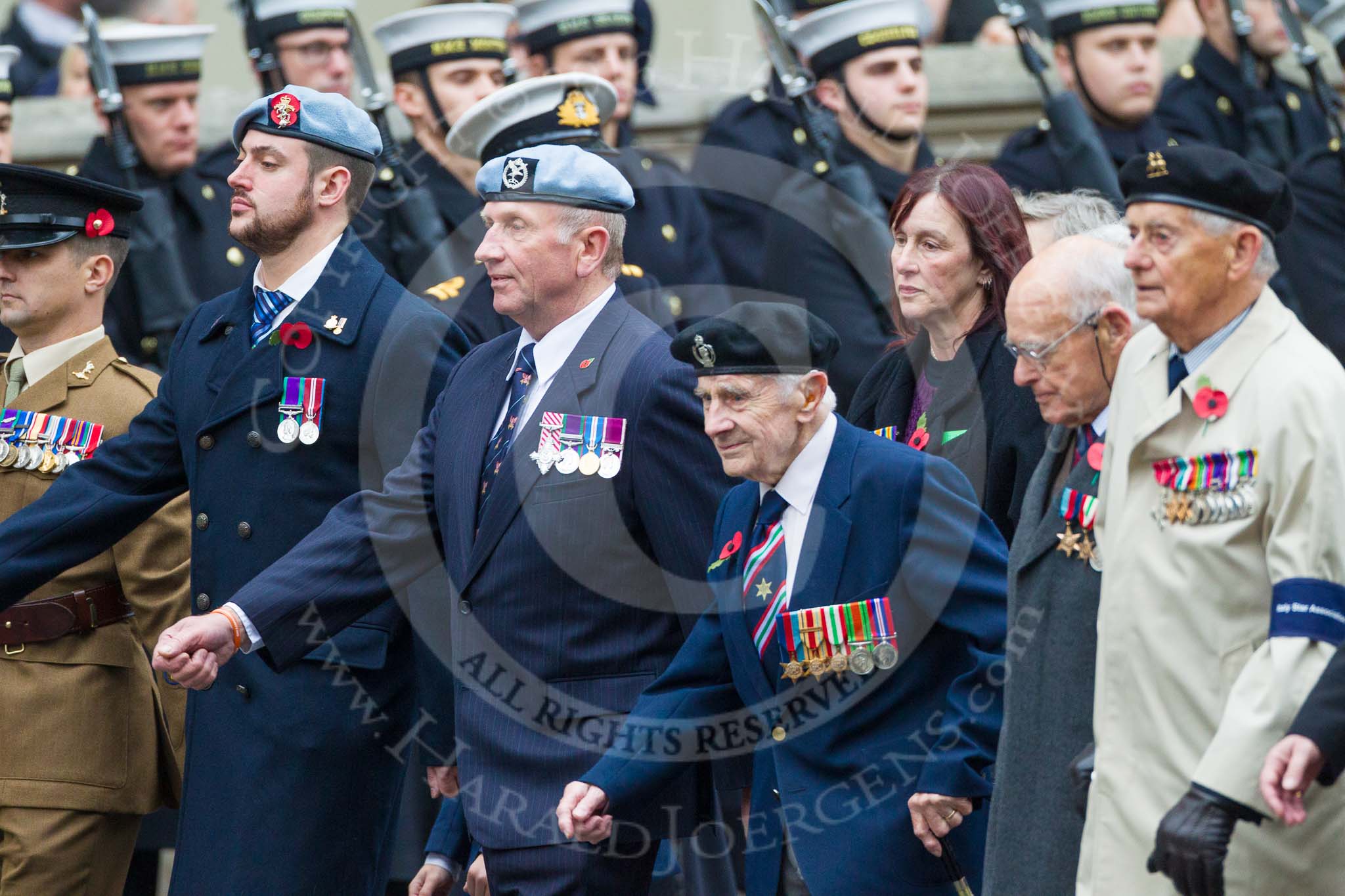Remembrance Sunday at the Cenotaph 2015: Group F25, Italy Star Association 1943-1945.
Cenotaph, Whitehall, London SW1,
London,
Greater London,
United Kingdom,
on 08 November 2015 at 12:07, image #1135