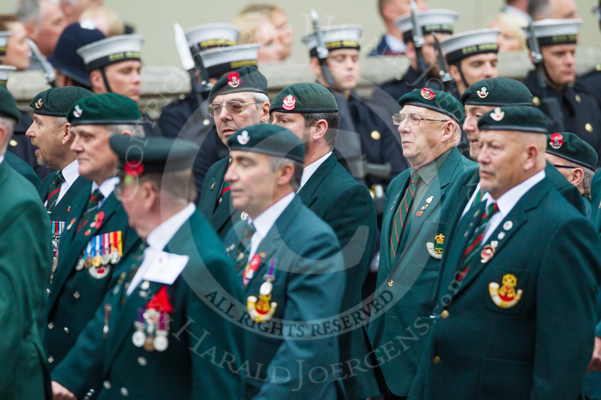Remembrance Sunday at the Cenotaph 2015: Group A2, Royal Green Jackets Association.
Cenotaph, Whitehall, London SW1,
London,
Greater London,
United Kingdom,
on 08 November 2015 at 12:07, image #1153