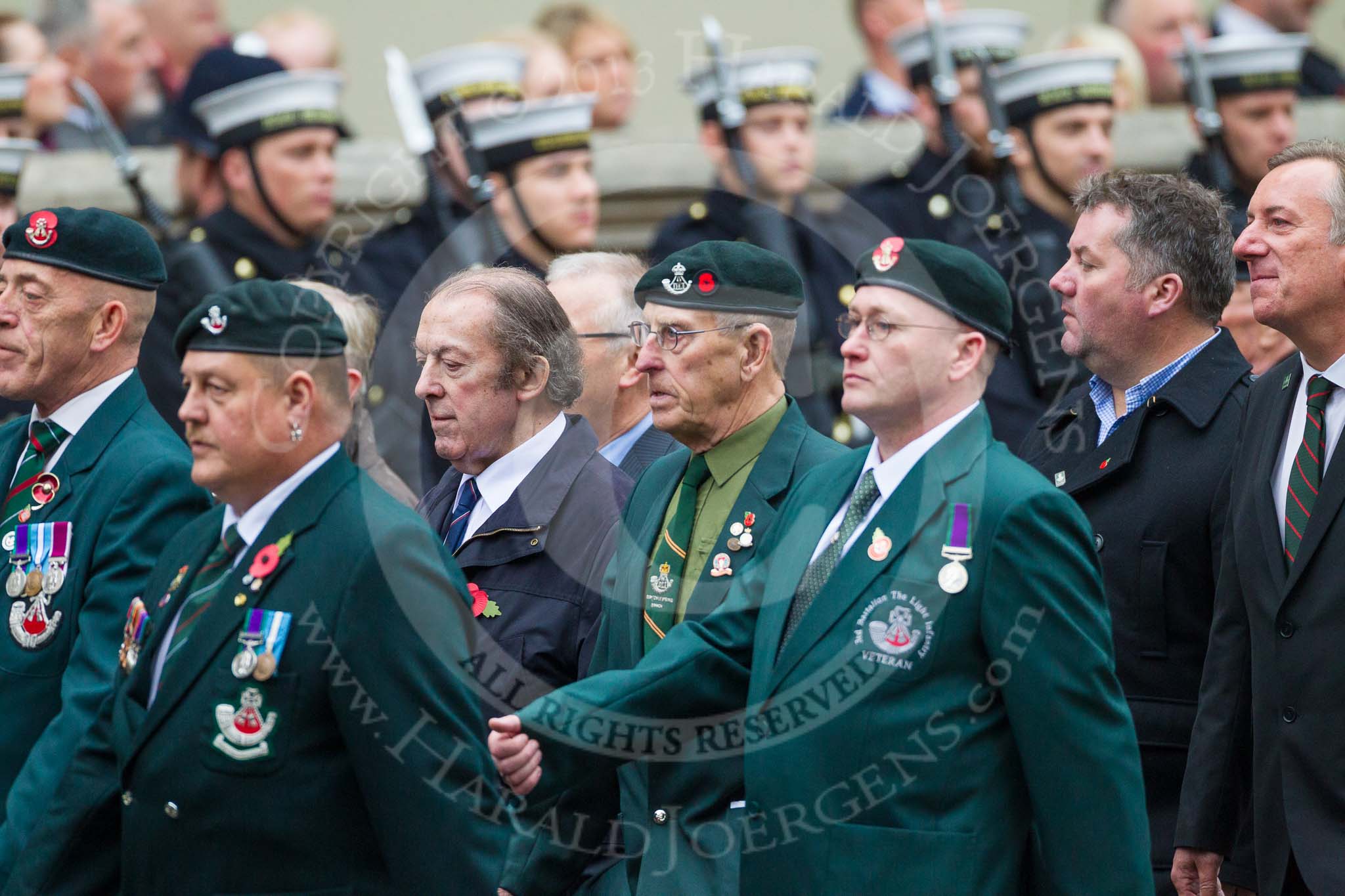 Remembrance Sunday at the Cenotaph 2015: Group A2, Royal Green Jackets Association.
Cenotaph, Whitehall, London SW1,
London,
Greater London,
United Kingdom,
on 08 November 2015 at 12:07, image #1155