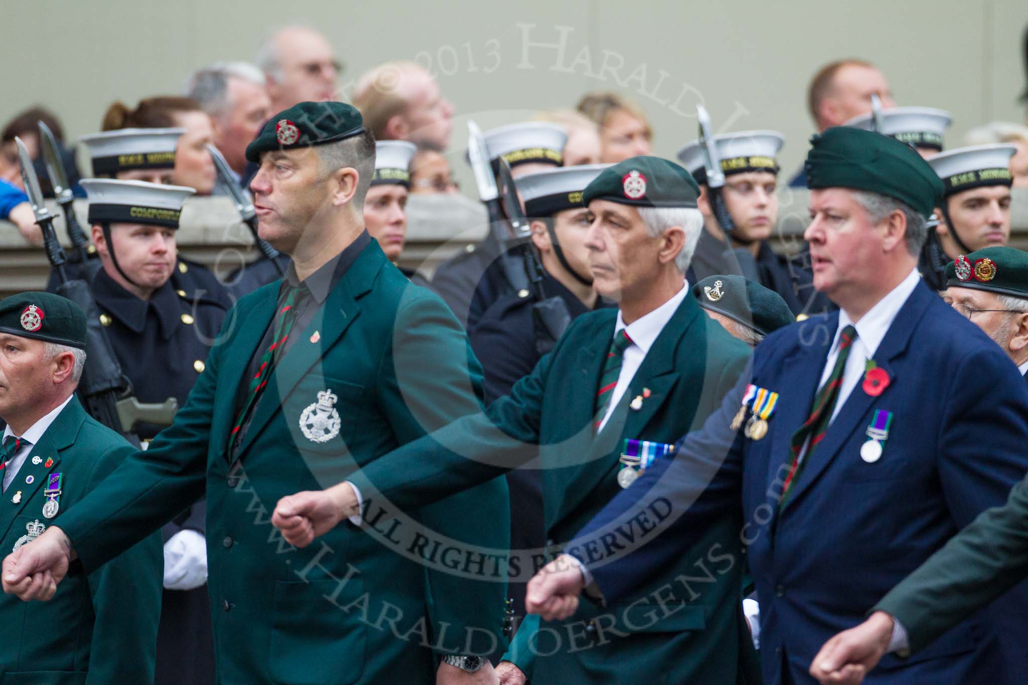 Remembrance Sunday at the Cenotaph 2015: Group A2, Royal Green Jackets Association.
Cenotaph, Whitehall, London SW1,
London,
Greater London,
United Kingdom,
on 08 November 2015 at 12:08, image #1158