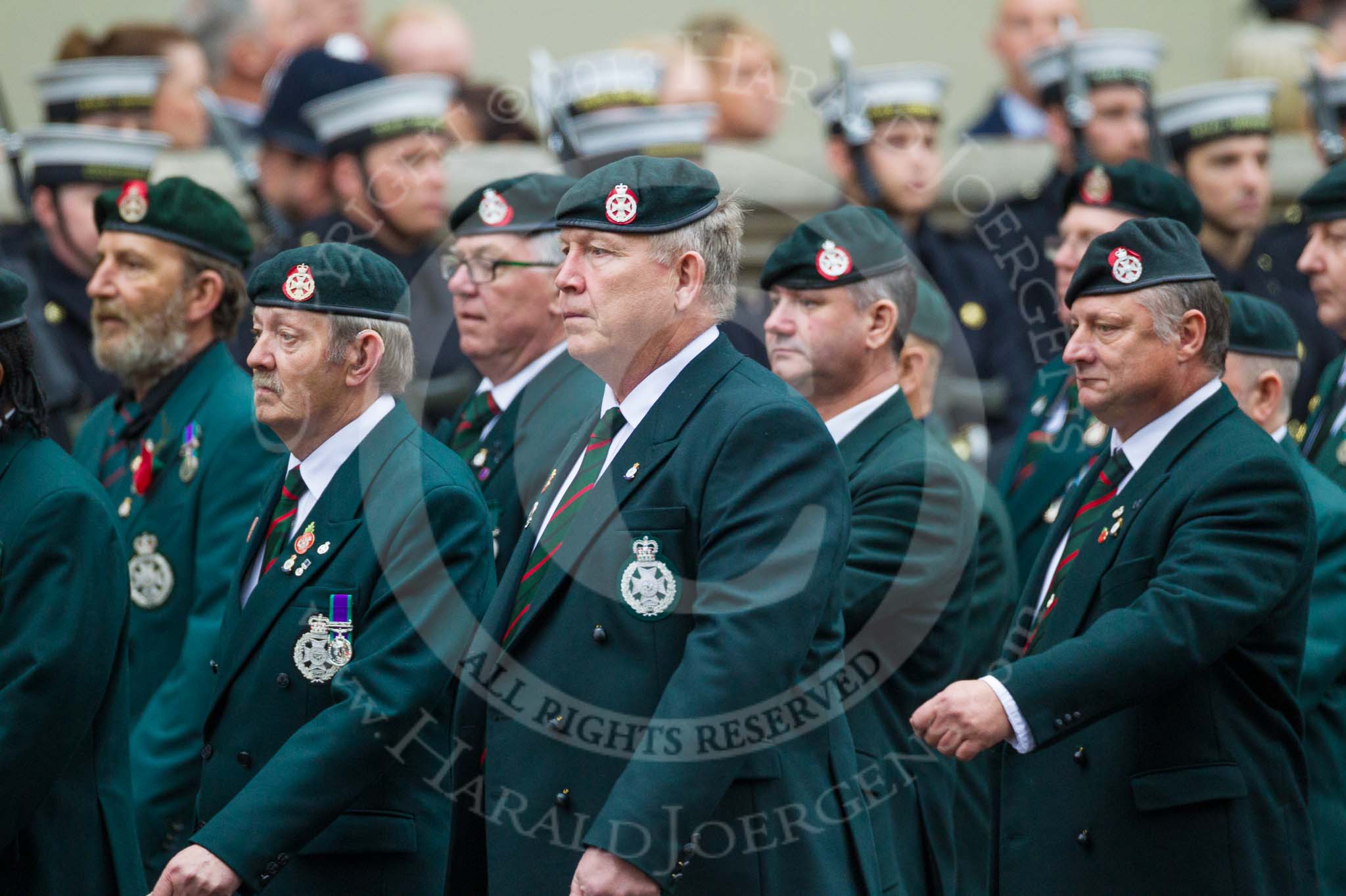Remembrance Sunday at the Cenotaph 2015: Group A2, Royal Green Jackets Association.
Cenotaph, Whitehall, London SW1,
London,
Greater London,
United Kingdom,
on 08 November 2015 at 12:08, image #1160