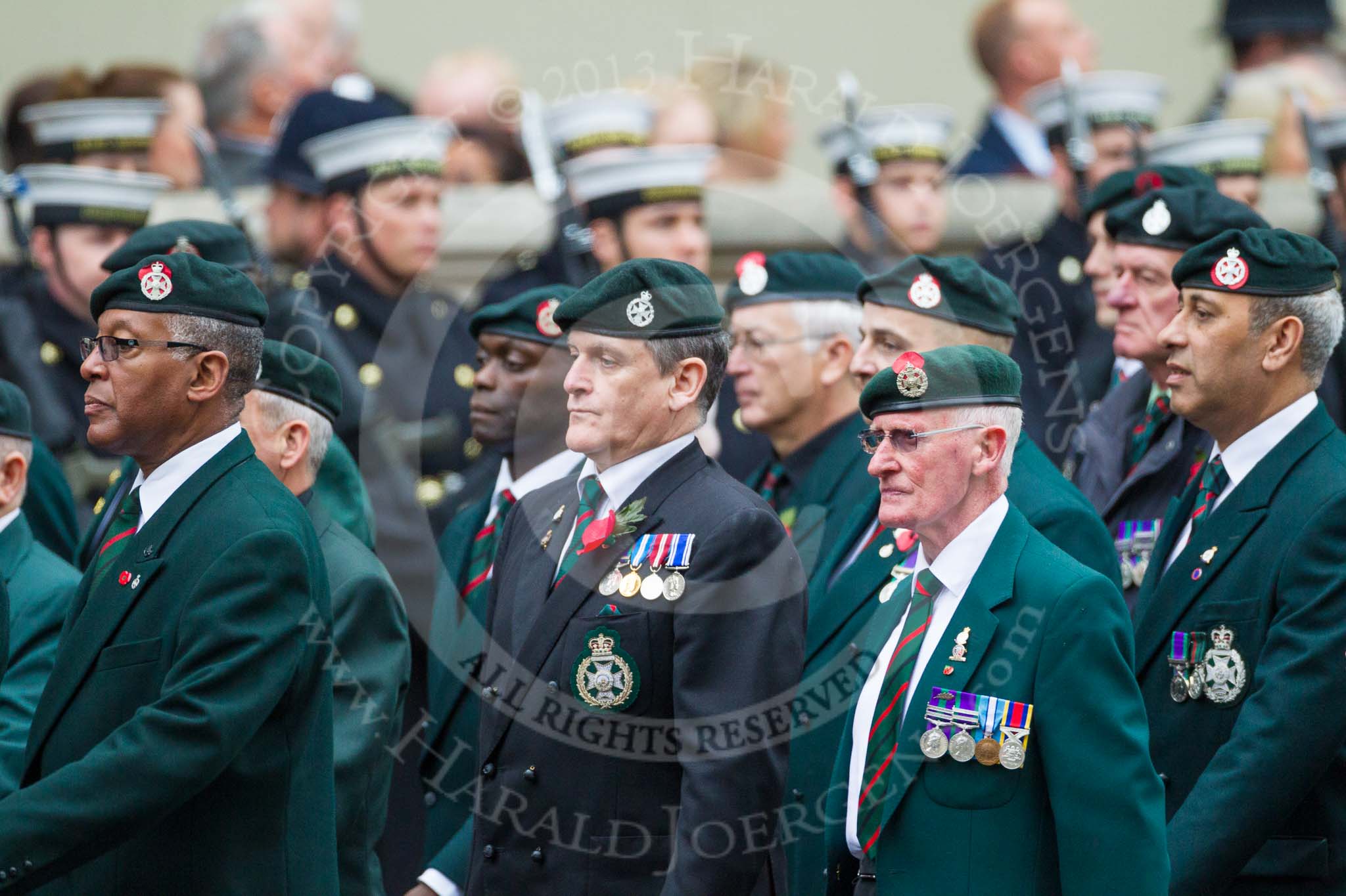 Remembrance Sunday at the Cenotaph 2015: Group A2, Royal Green Jackets Association.
Cenotaph, Whitehall, London SW1,
London,
Greater London,
United Kingdom,
on 08 November 2015 at 12:08, image #1162