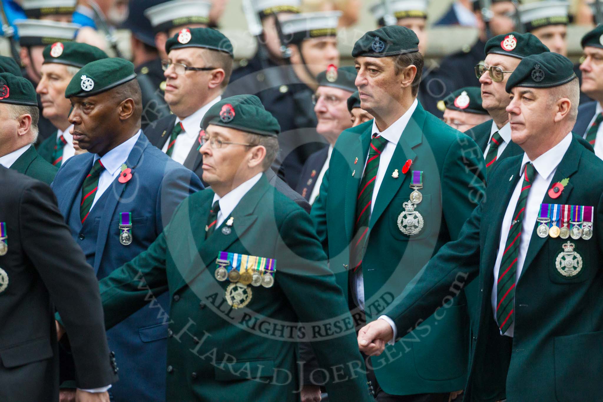 Remembrance Sunday at the Cenotaph 2015: Group A2, Royal Green Jackets Association.
Cenotaph, Whitehall, London SW1,
London,
Greater London,
United Kingdom,
on 08 November 2015 at 12:08, image #1169