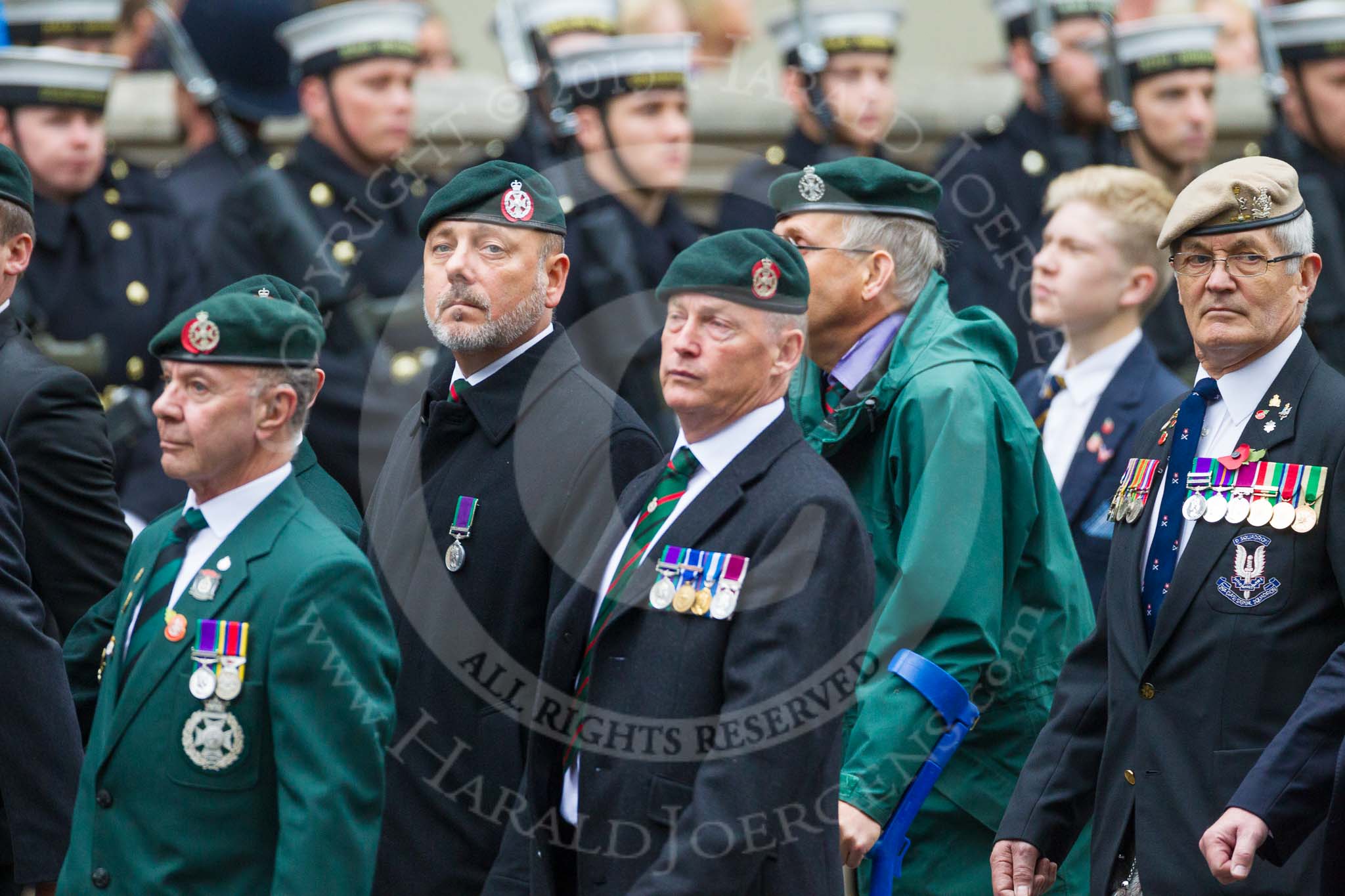 Remembrance Sunday at the Cenotaph 2015: Group A2, Royal Green Jackets Association.
Cenotaph, Whitehall, London SW1,
London,
Greater London,
United Kingdom,
on 08 November 2015 at 12:08, image #1179