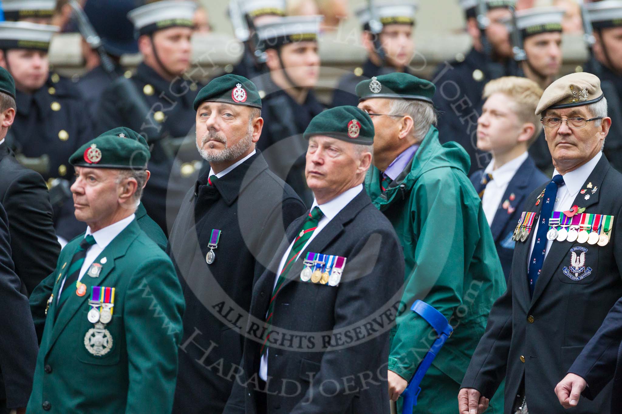 Remembrance Sunday at the Cenotaph 2015: Group A2, Royal Green Jackets Association.
Cenotaph, Whitehall, London SW1,
London,
Greater London,
United Kingdom,
on 08 November 2015 at 12:08, image #1179