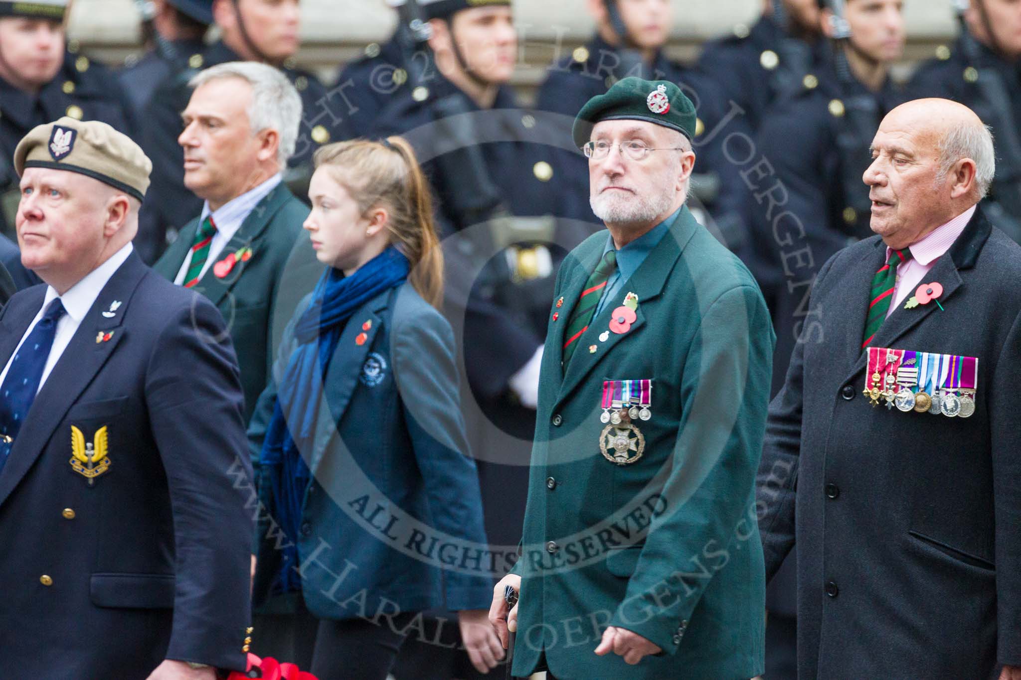 Remembrance Sunday at the Cenotaph 2015: Group A2, Royal Green Jackets Association.
Cenotaph, Whitehall, London SW1,
London,
Greater London,
United Kingdom,
on 08 November 2015 at 12:08, image #1181