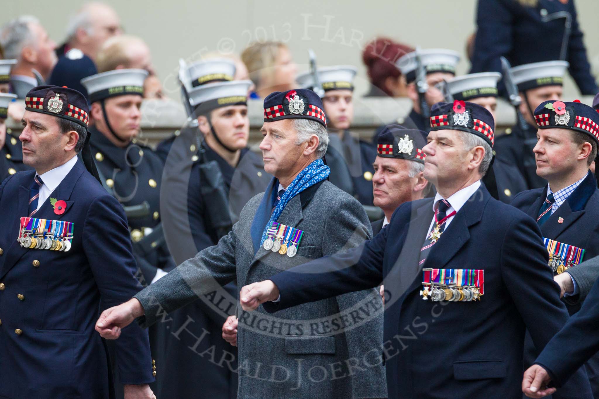 Remembrance Sunday at the Cenotaph 2015: Group A4, King's Own Scottish Borderers.
Cenotaph, Whitehall, London SW1,
London,
Greater London,
United Kingdom,
on 08 November 2015 at 12:09, image #1203